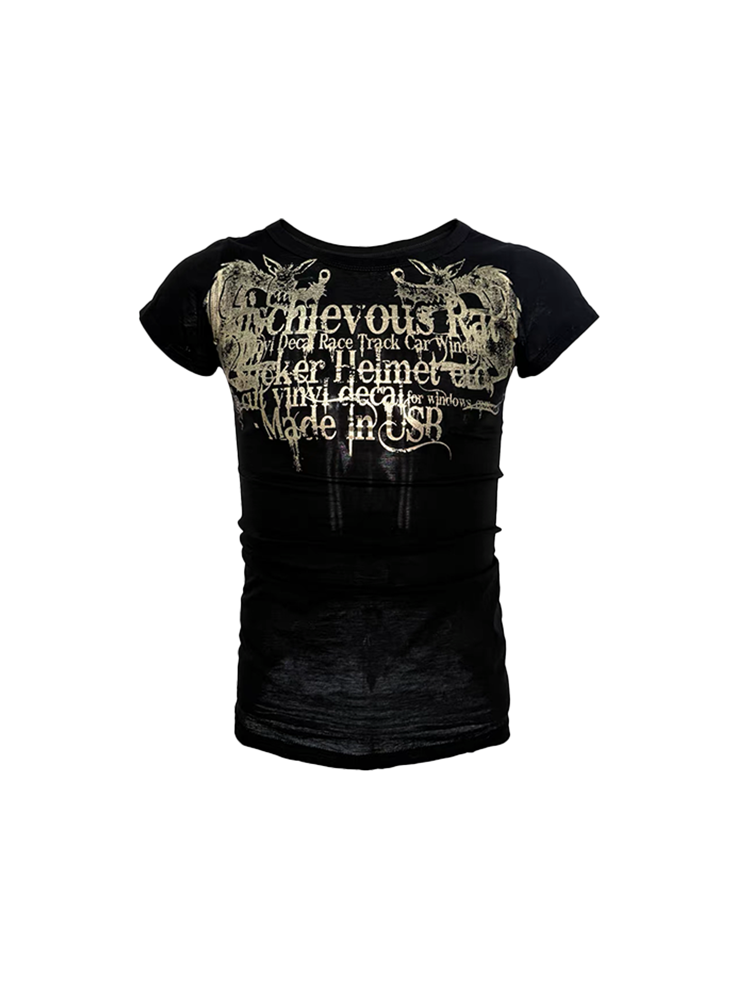 PCCVISION Foil Text Graphic Slim T-Shirt-T Shirt-S (Preorder)-Free Shipping Leatheretro