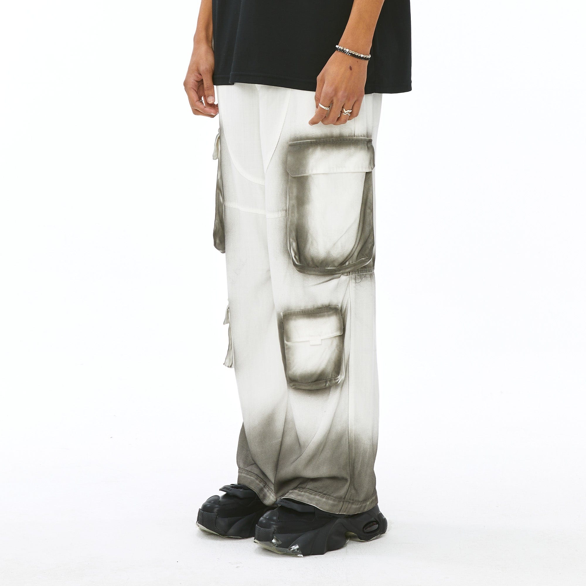 VANN VALRENCE Faded Spray-Dyed Multi-Pocket Cargo Pants-Pants-S-Free Shipping Leatheretro