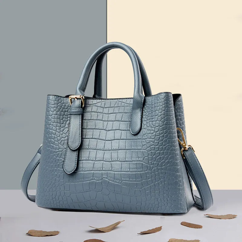 Crocodile Pattern Large Shoulder Bag – Luxury Designer Handbag-Handbags-Wine Red-Free Shipping Leatheretro