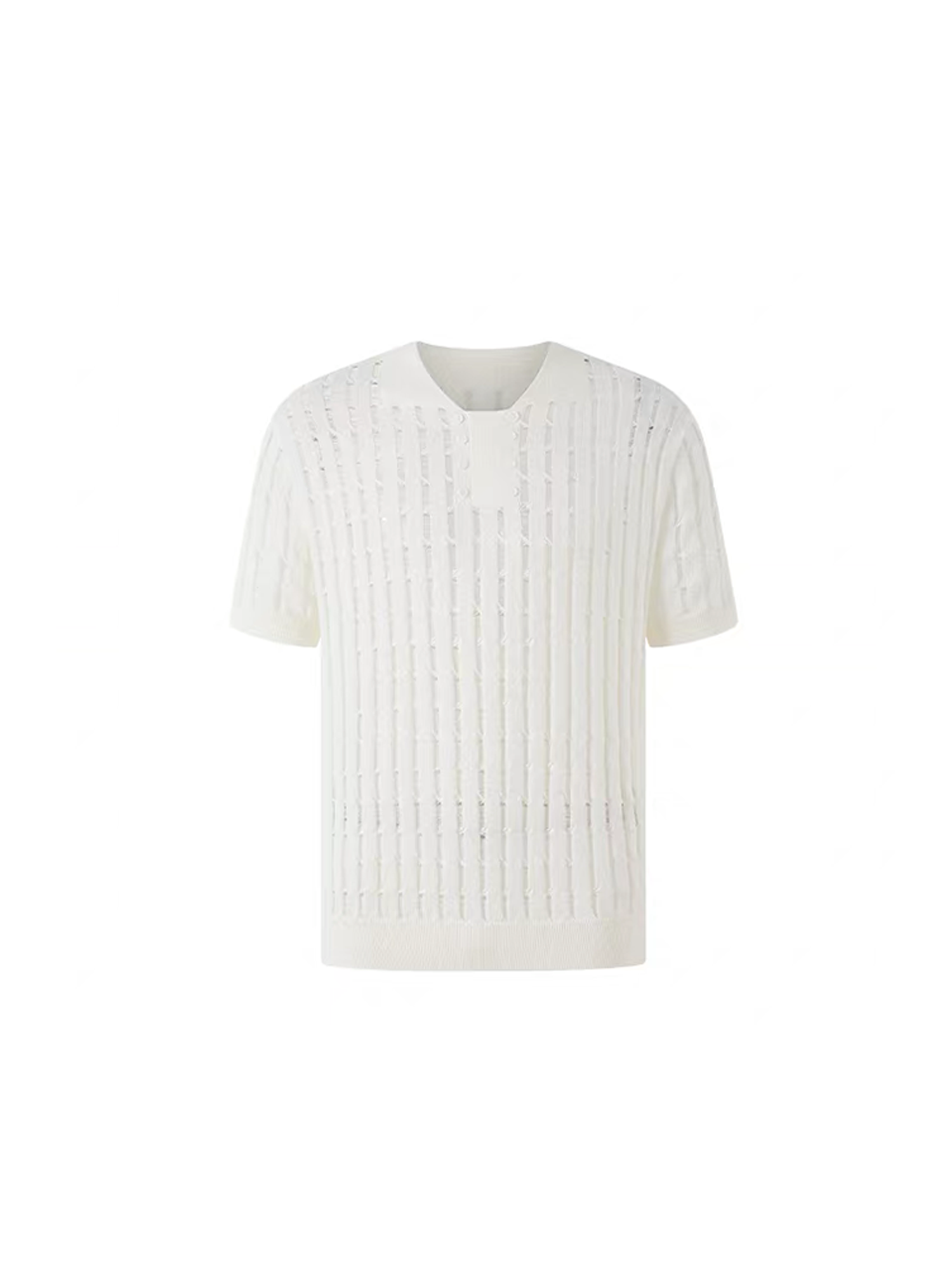 TIWILLTANG Essential Openwork Knitted T Shirt-T Shirt-S-Black-Free Shipping Leatheretro