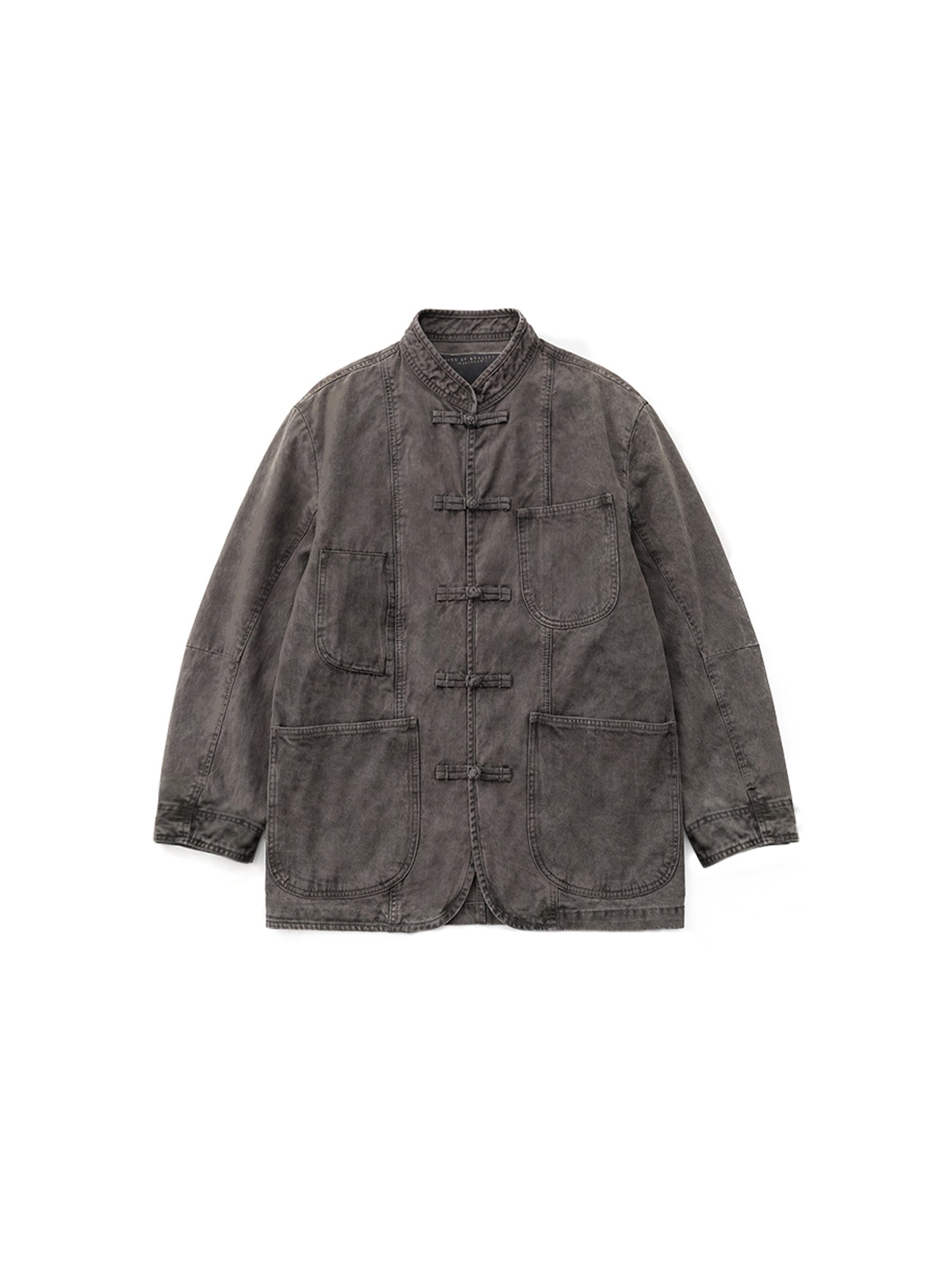 NEIGBORL Washed Frog-Closure Stand-Collar Jacket-Jacket-M-Dark Gray-Free Shipping Leatheretro