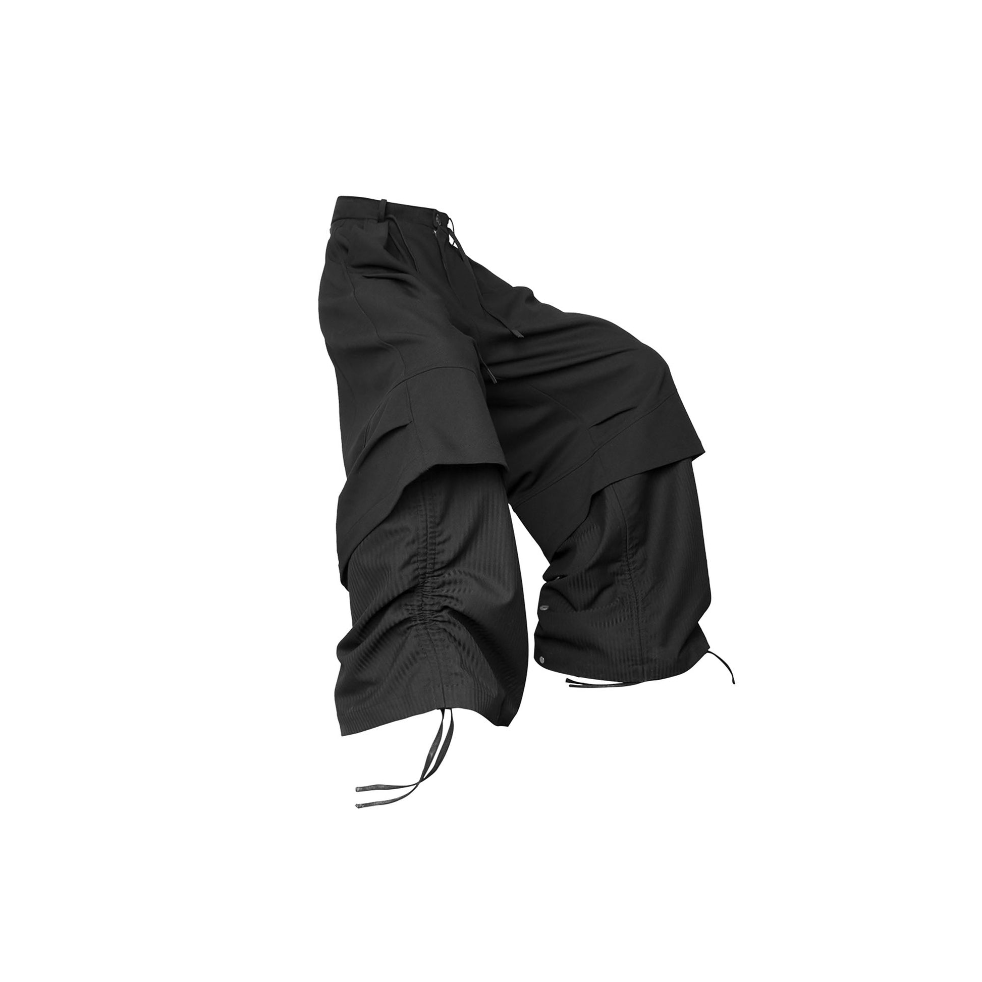 RELABEL Faux Layered Oversized Pants Black-Pants-XS (Preorder)-Free Shipping Leatheretro