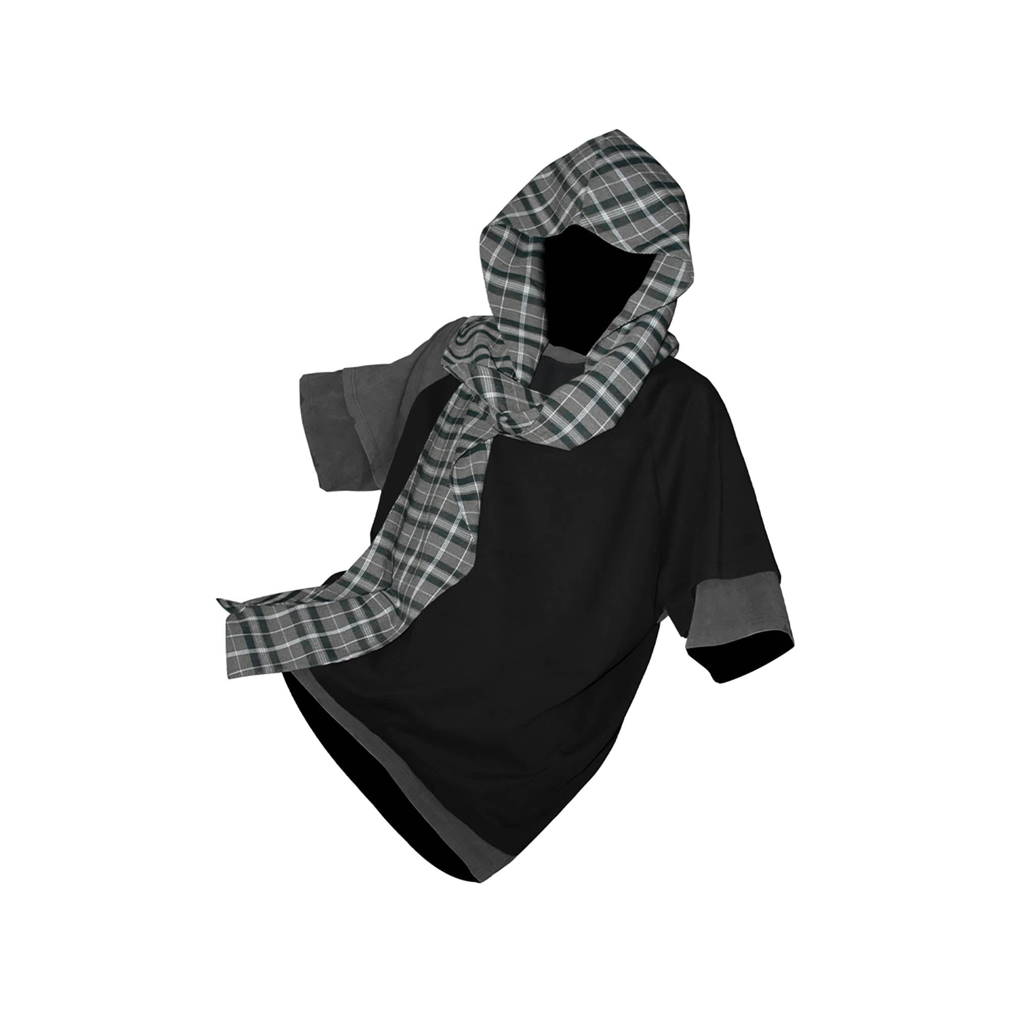 RELABEL Contrast Layered Detachable Hood T-Shirt-T Shirt-XS-Free Shipping Leatheretro