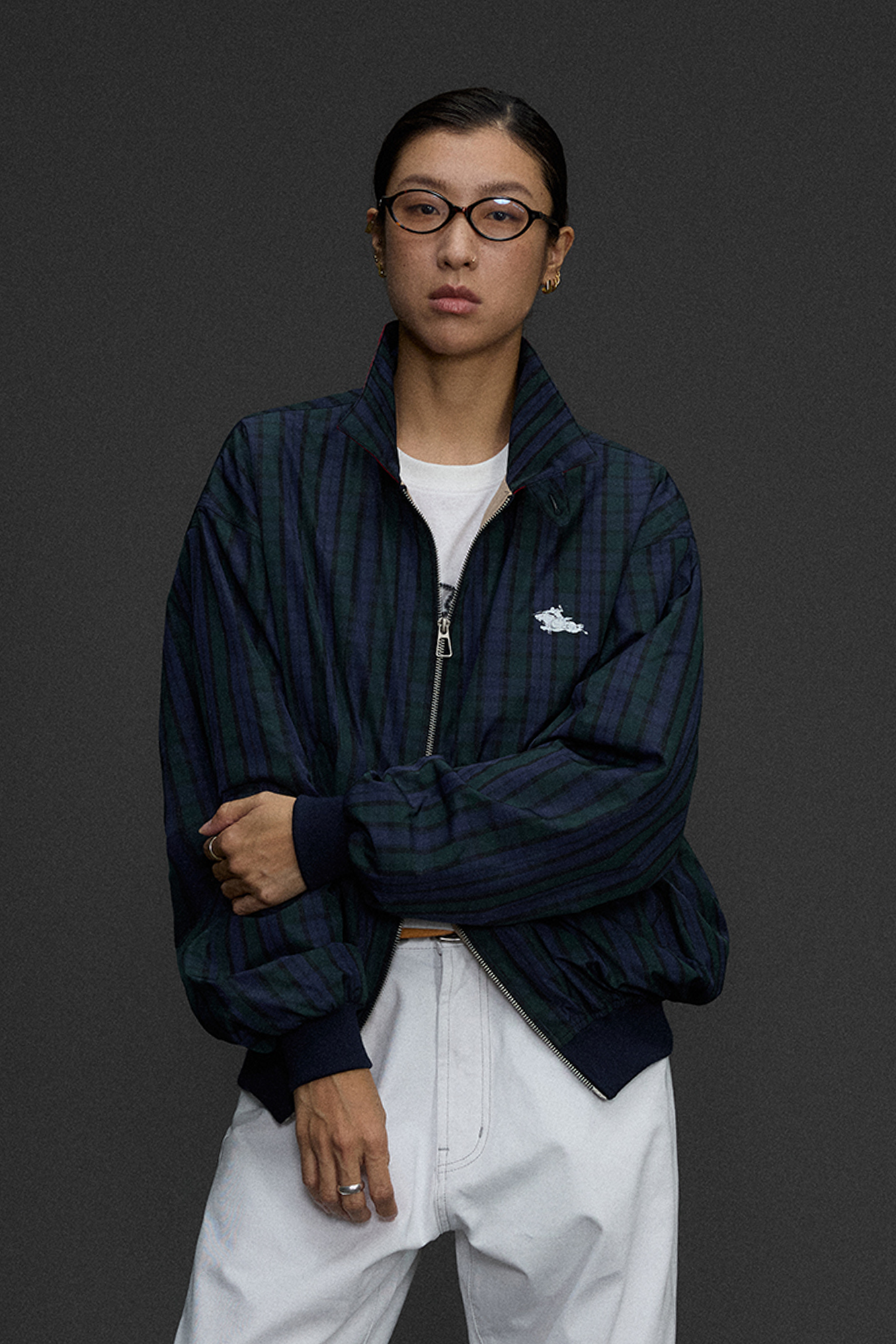 NIANJIUYIKOUER Deer Graphic Plaid Harrington Jacket-Jacket-S-Free Shipping Leatheretro