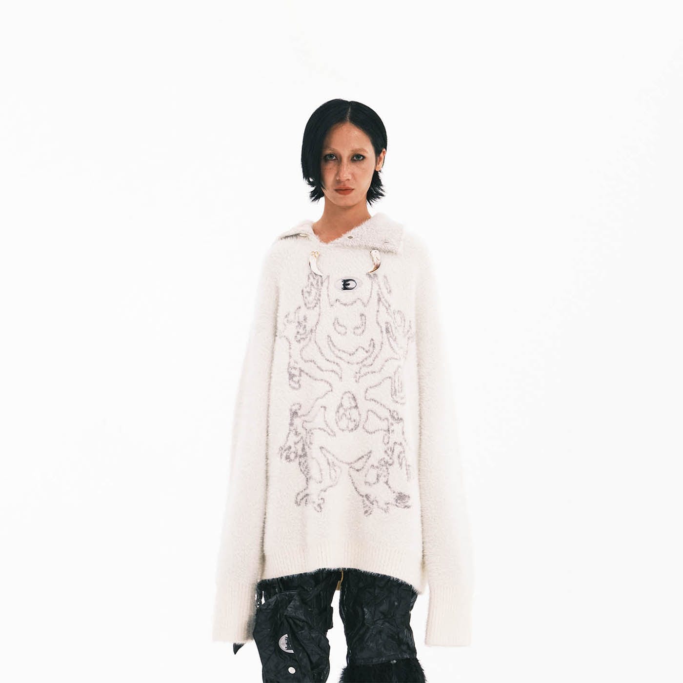 EMBRYO Devil Mohair Bone Turtleneck Sweater-Sweater-One Size-Free Shipping Leatheretro