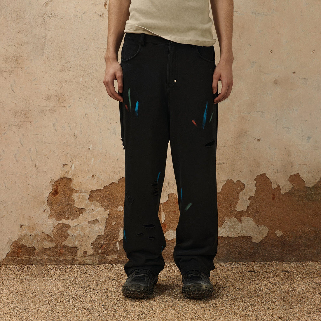 OVDY Classic Paint-Splattered Ripped Pants-Pants-S-Free Shipping Leatheretro
