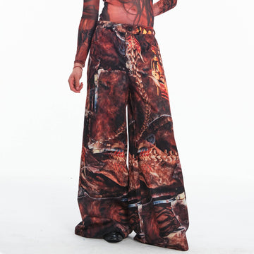 EMBRYO Tribal Skeleton Jewel Full-Print Wide-Leg Pants-Pants-S-Free Shipping Leatheretro