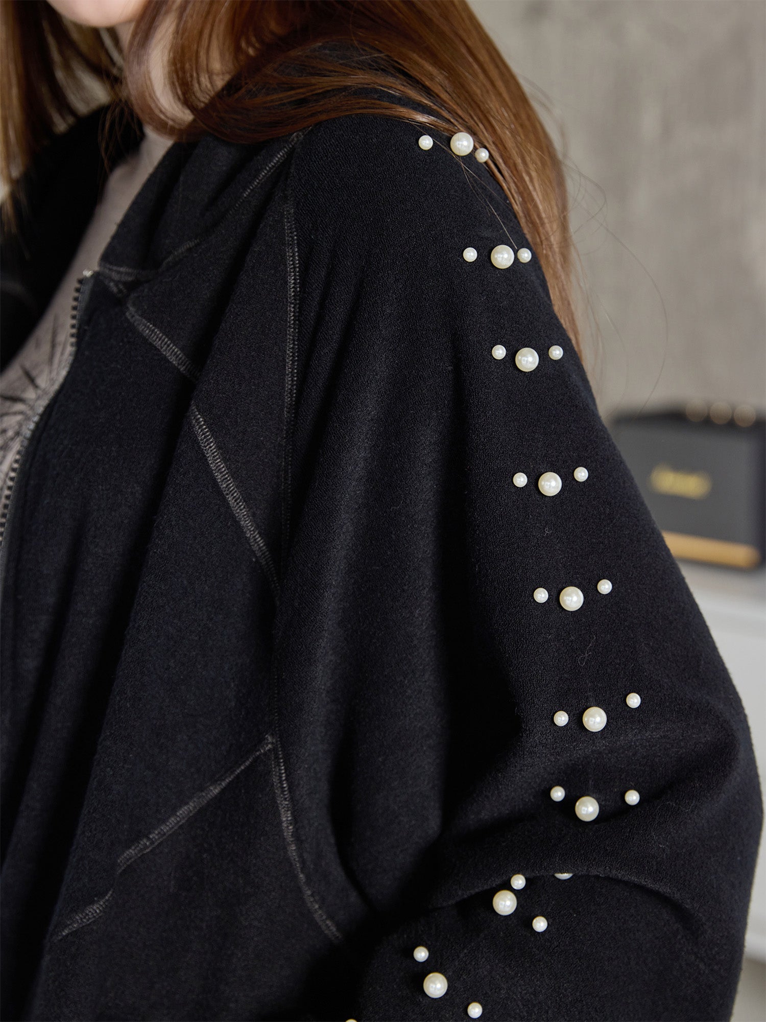 ERROR CODE ROBOT Pearl-Studded Diamond-Seam Hoodie-Jacket-S-Free Shipping Leatheretro