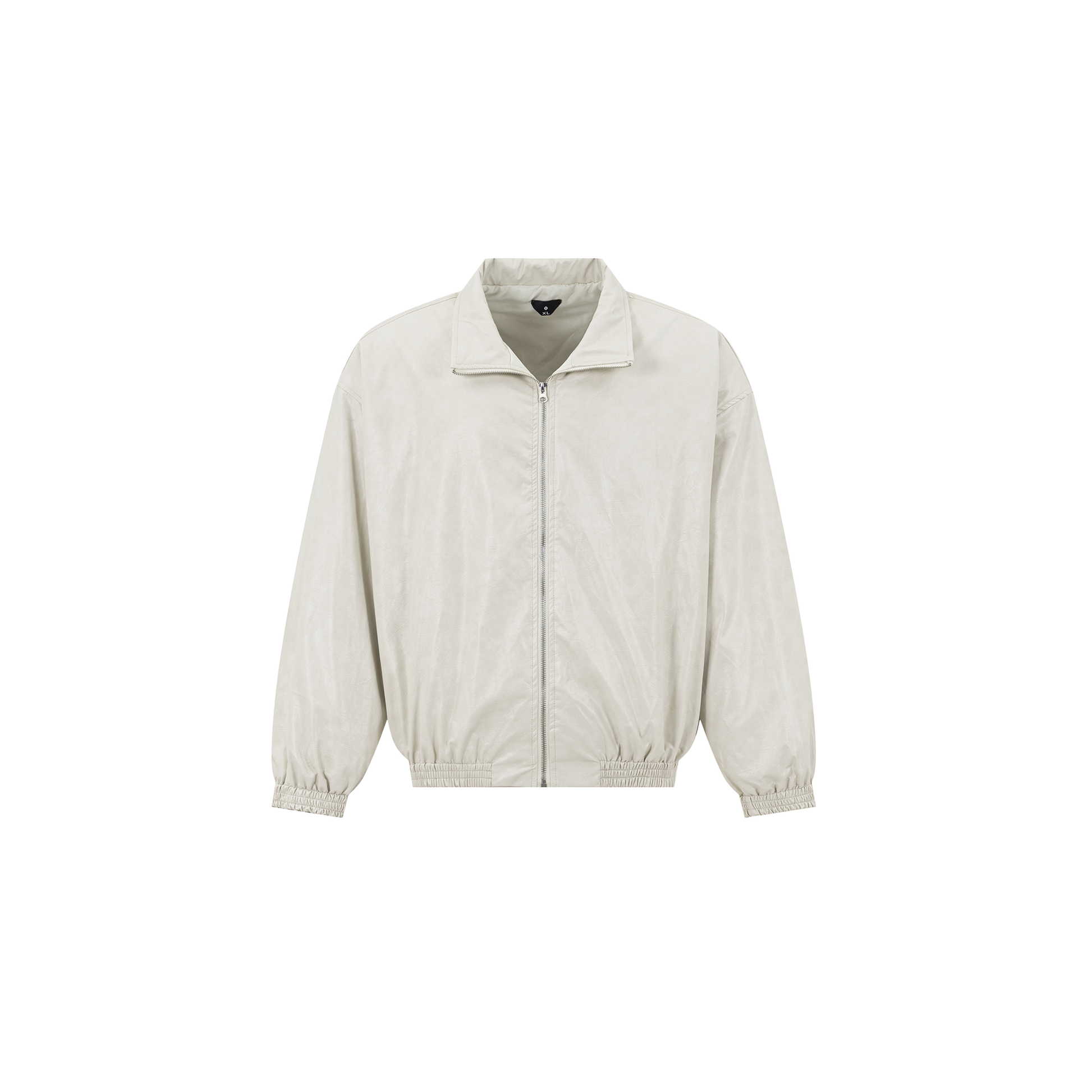 OVDY Faux Leather Crinkle Stand-Collar Jacket-Jacket-S-White-Free Shipping Leatheretro
