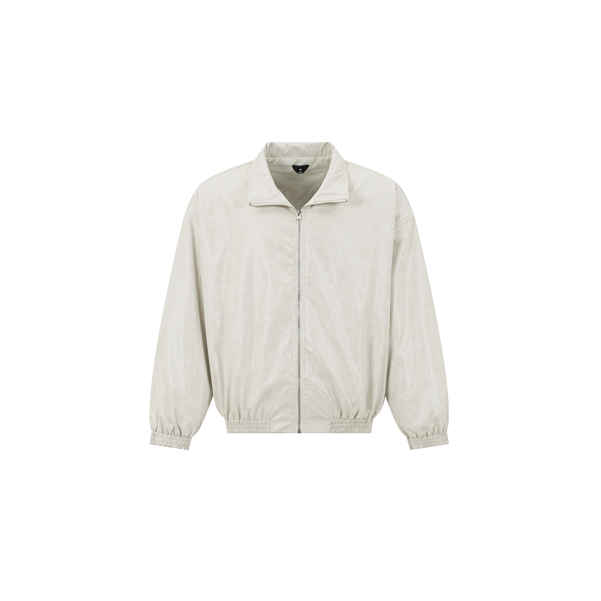 OVDY Faux Leather Crinkle Stand-Collar Jacket-Jacket-S-White-Free Shipping Leatheretro