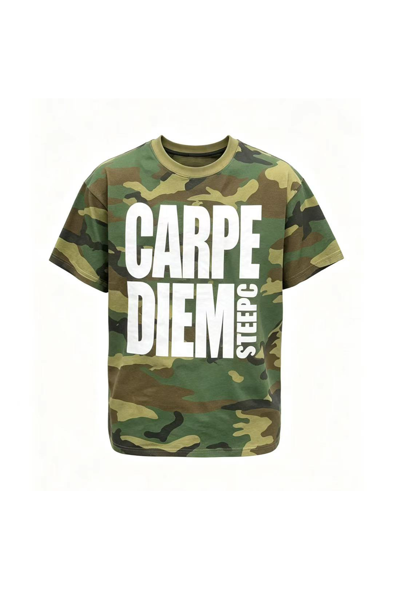 STEEPC Camo Slogan Graphic T-Shirt-T Shirt-S (1)-Free Shipping Leatheretro