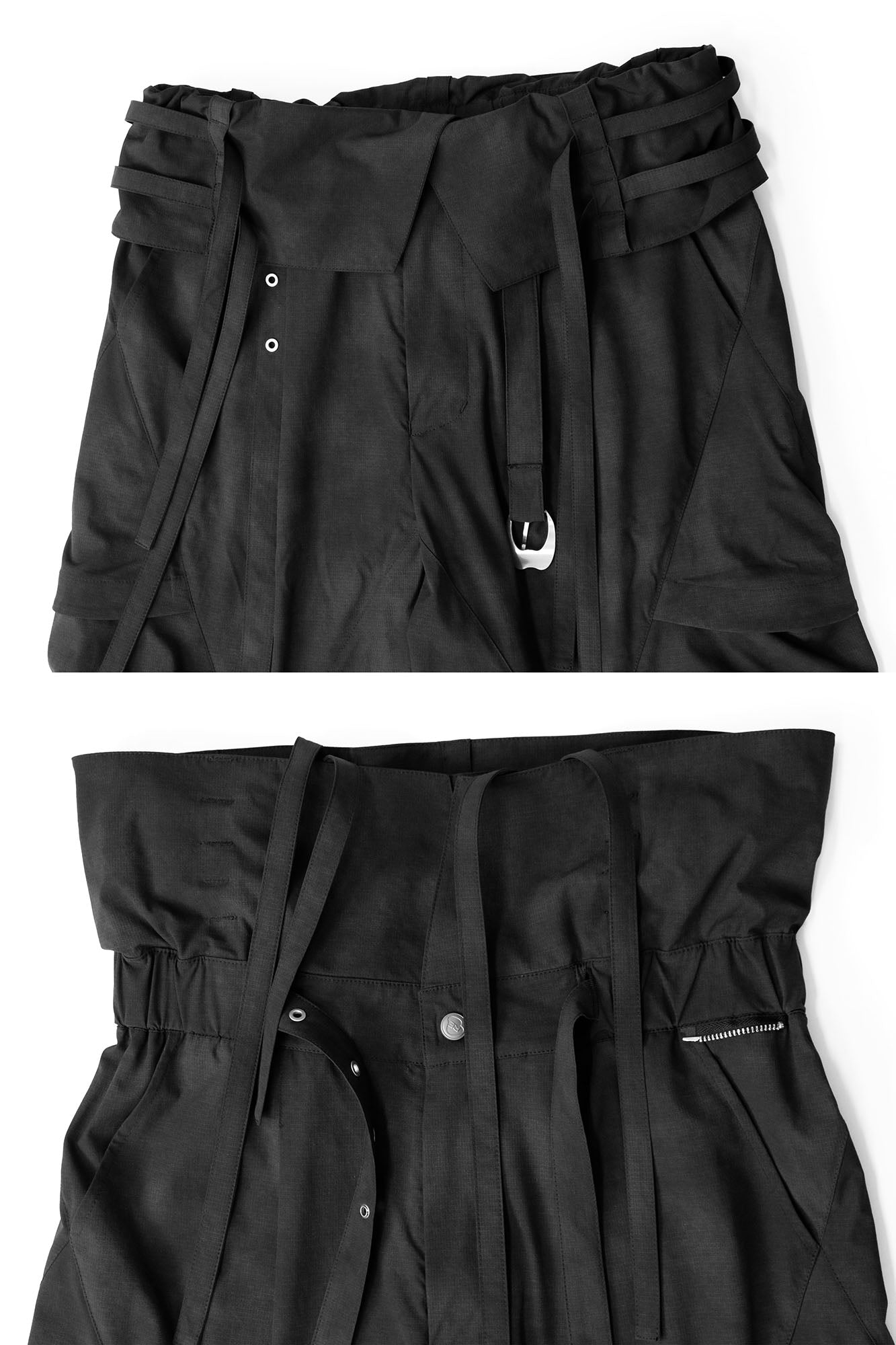 RELABEL Detachable Ruched Inverted Waist Cargo Pants-Pants-XS (Preorder)-Black-Free Shipping Leatheretro