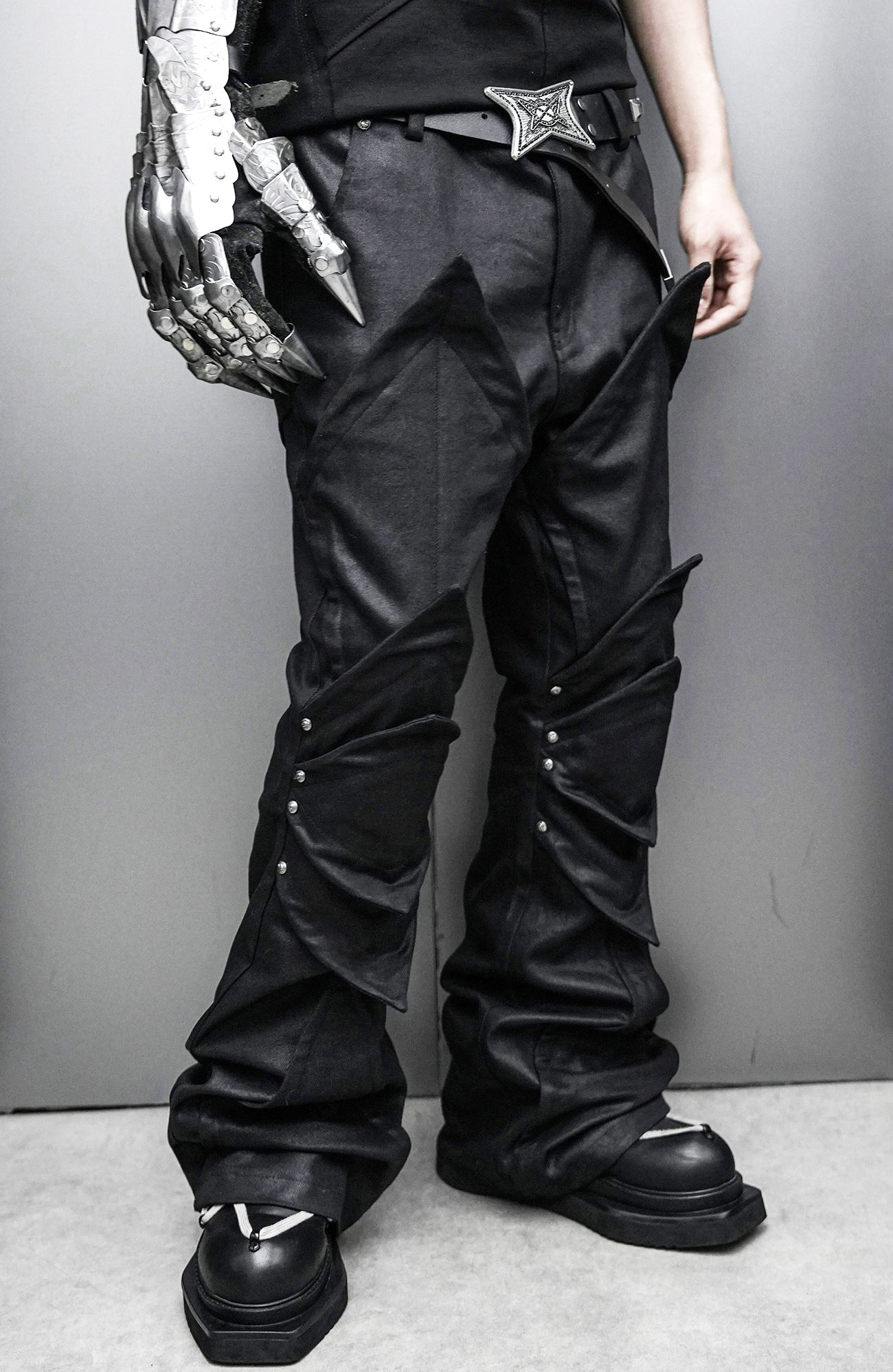 SSIN7 Shapeable Armored Waxed Flared Jeans-Jeans-S / 31"-Free Shipping Leatheretro