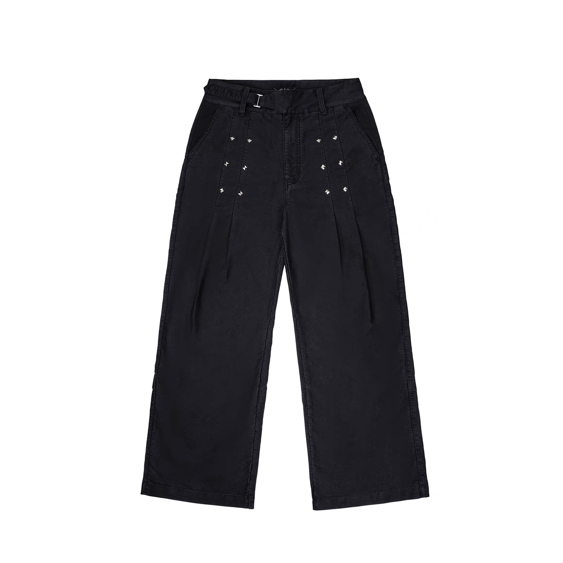 ESAIAS Studded Pleated Moleskin Trousers-Pants-S / 30" (Preorder)-Free Shipping Leatheretro