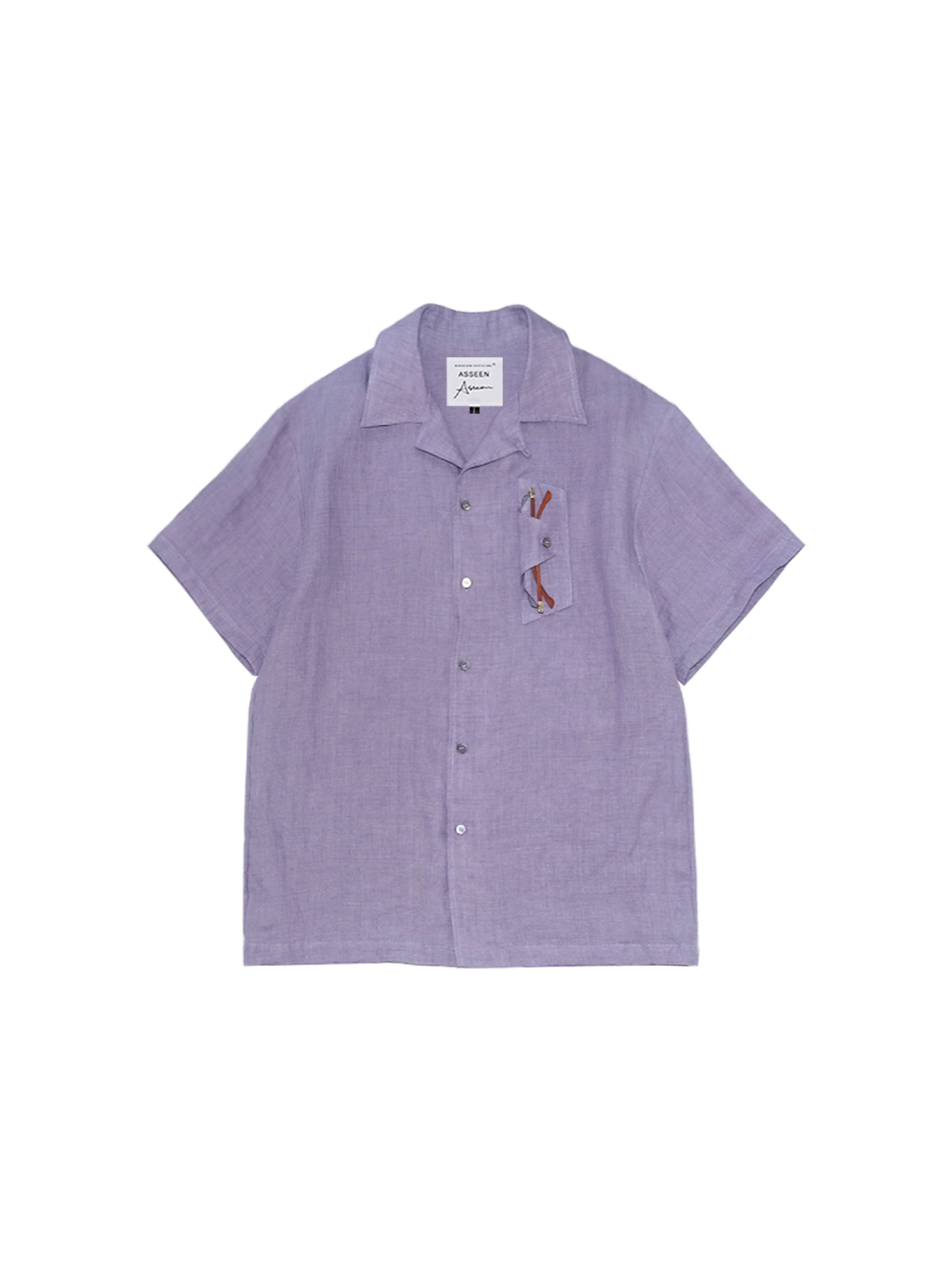 ASSEEN Linen Glasses Pocket Half Shirt-Half shirt-S-Free Shipping Leatheretro