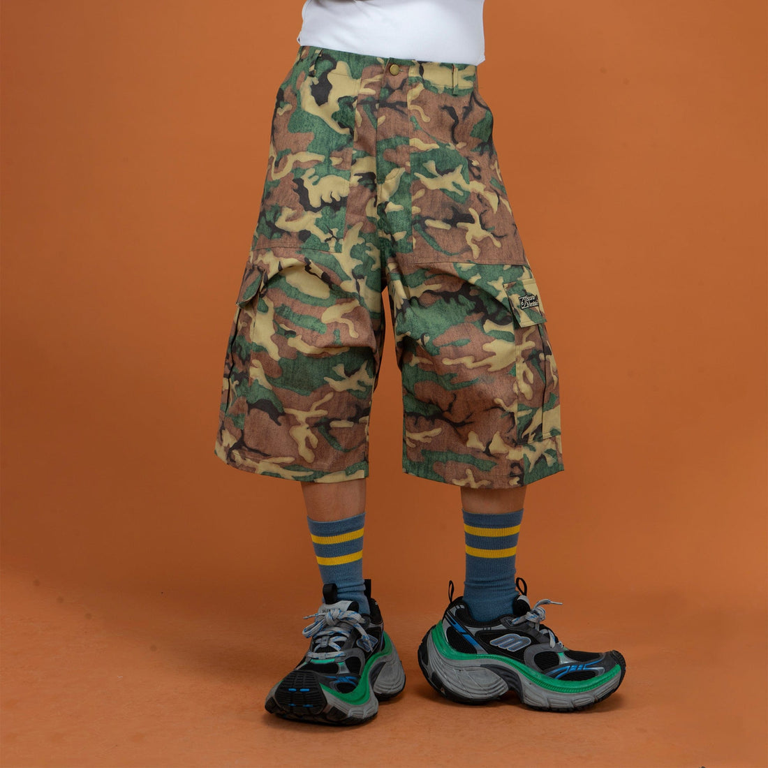 CLP Washed Crinkled Camo Cargo Shorts-Shorts-S-Free Shipping Leatheretro