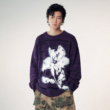 1997 POSTOFFICE Modern Knitted Lotus Sweatshirt-Sweatshirt-S-Free Shipping Leatheretro