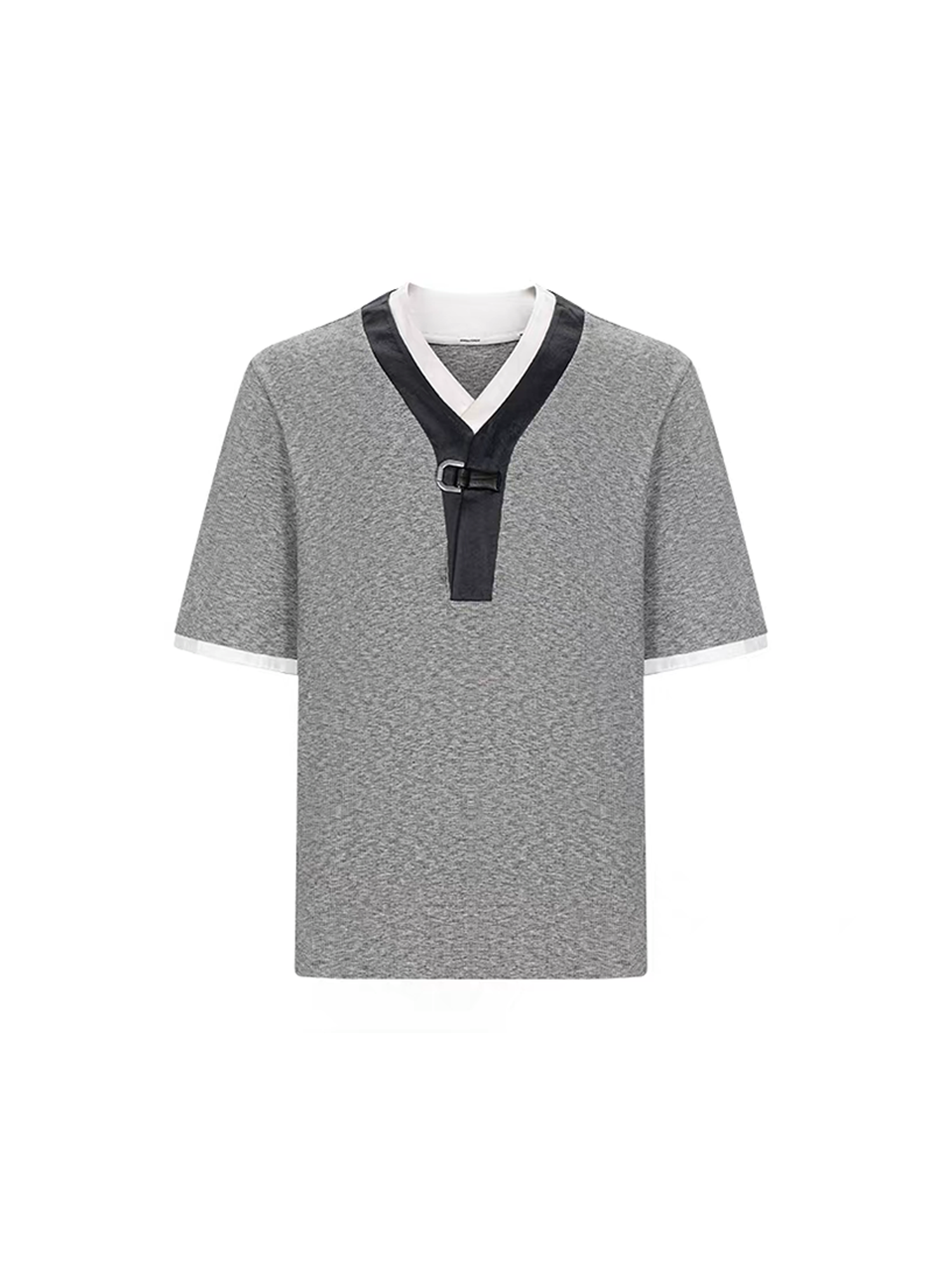 TIWILLTANG Metal Buckle Contrast Trim T-Shirt-T Shirt-S-Free Shipping Leatheretro