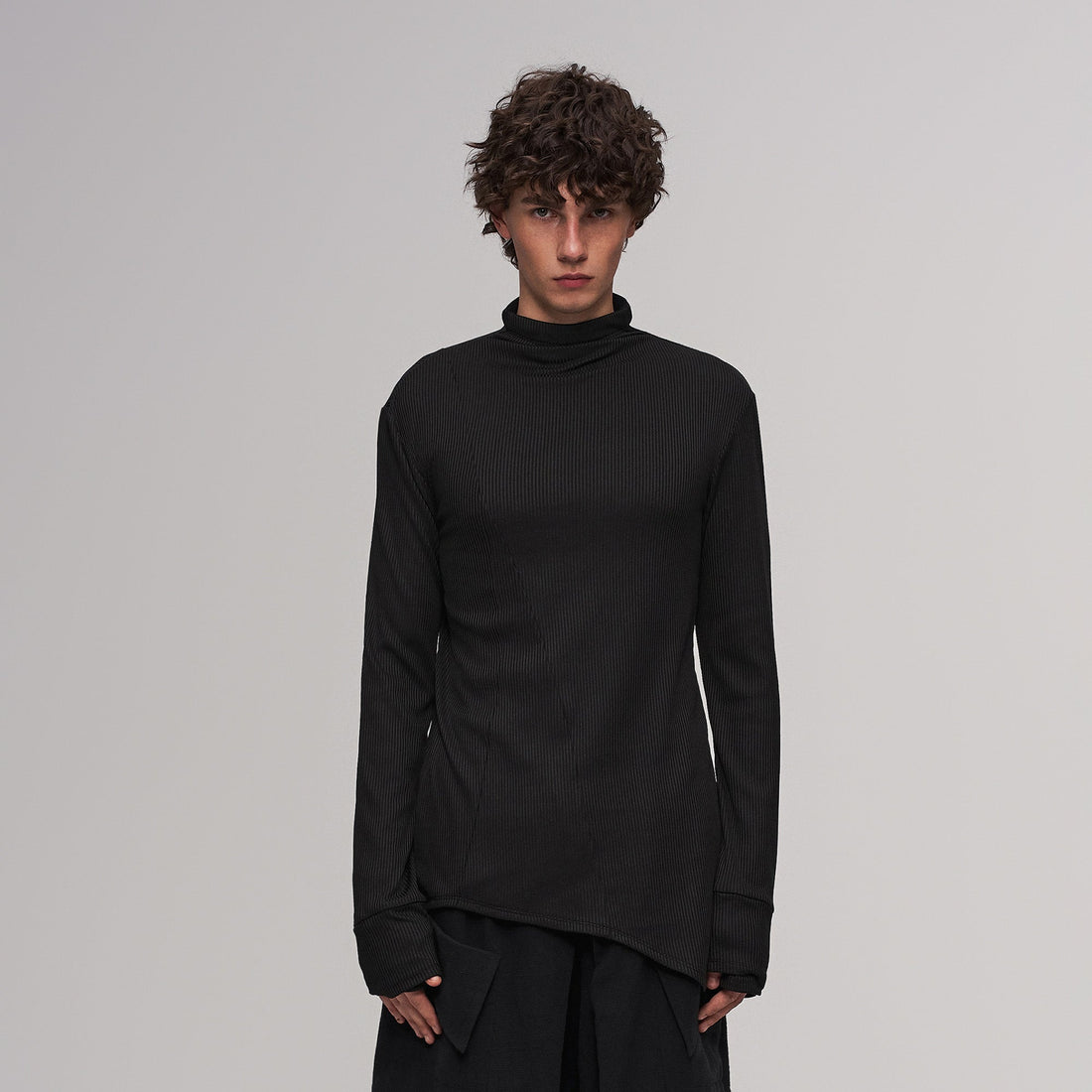 ILNya Nieternite Nifutur Asymmetric Ribbed Mock Neck Sweater-Sweater-S (0)-Free Shipping Leatheretro