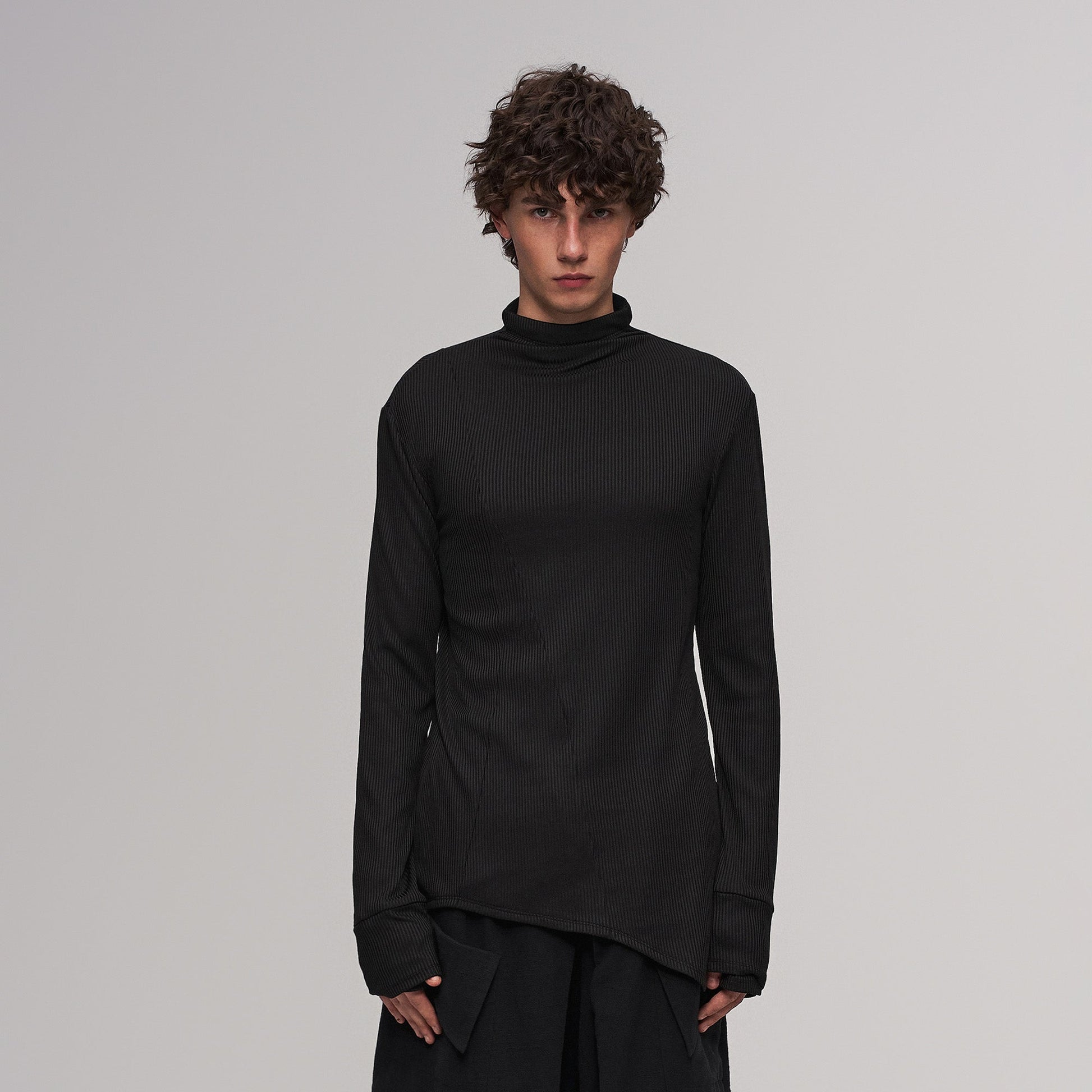 ILNya Nieternite Nifutur Asymmetric Ribbed Mock Neck Sweater-Sweater-S (0)-Free Shipping Leatheretro