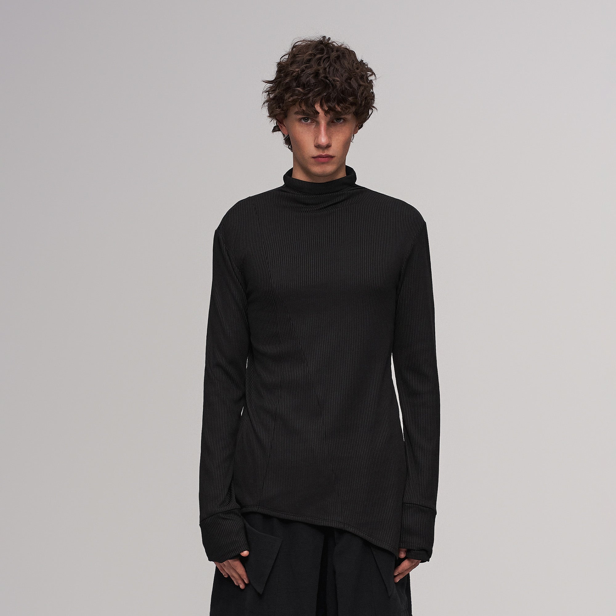 ILNya Nieternite Nifutur Asymmetric Ribbed Mock Neck Sweater-Sweater-S (0)-Free Shipping Leatheretro