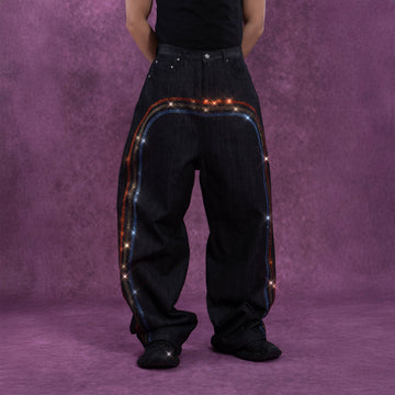 CLP Rainbow Diamond Balloon-Leg Raw Jeans-Jeans-S-Free Shipping Leatheretro