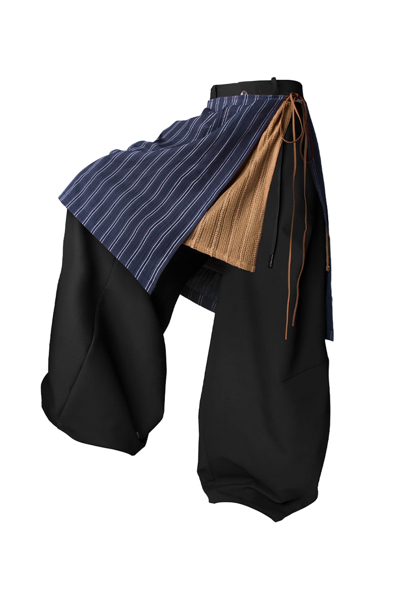 RELABEL Layered Striped Apron Wide-Leg Pants-Pants-XS-Free Shipping Leatheretro