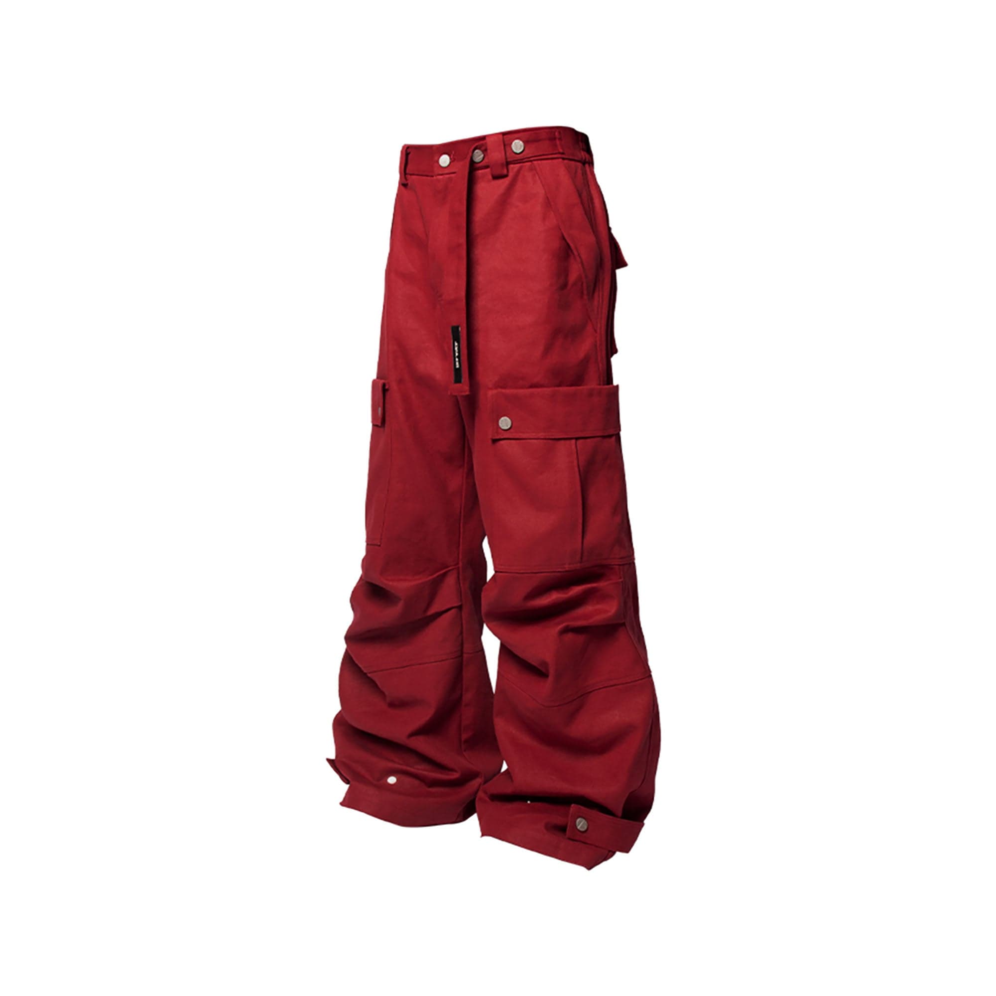 RELABEL Multi-Pocket Oversized Workwear Cargo Pants Red-Pants-XS-Free Shipping Leatheretro