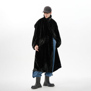 TUIMU Belted High Collar Faux Mink Overcoat-Jacket-S (Preorder)-Free Shipping Leatheretro