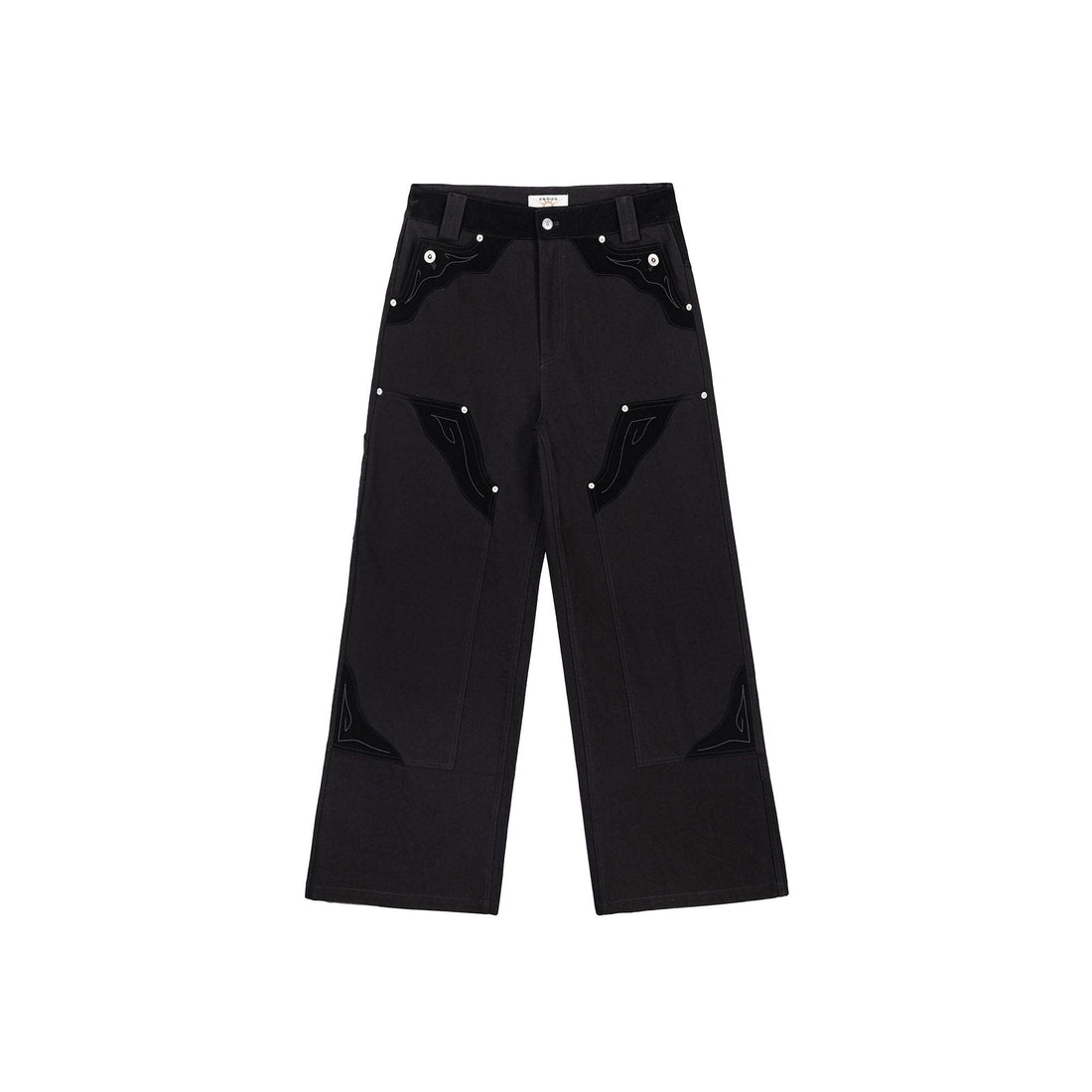 ESAIAS Rune Embroidered Velvet Panel Pants-Pants-S (Preorder)-Free Shipping Leatheretro