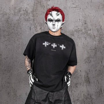 UNDERWATER Distressed Cross Tomb T-Shirt-T Shirt-S-Free Shipping Leatheretro