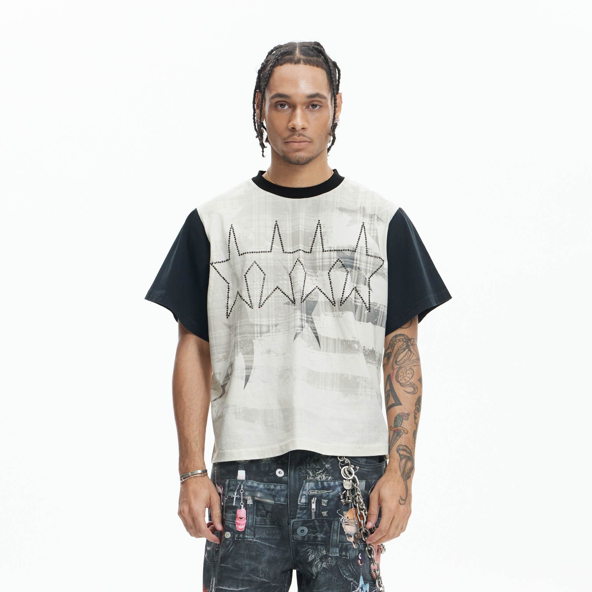 DND4DES Diamond Star Contrast T-Shirt-T Shirt-S-Free Shipping Leatheretro