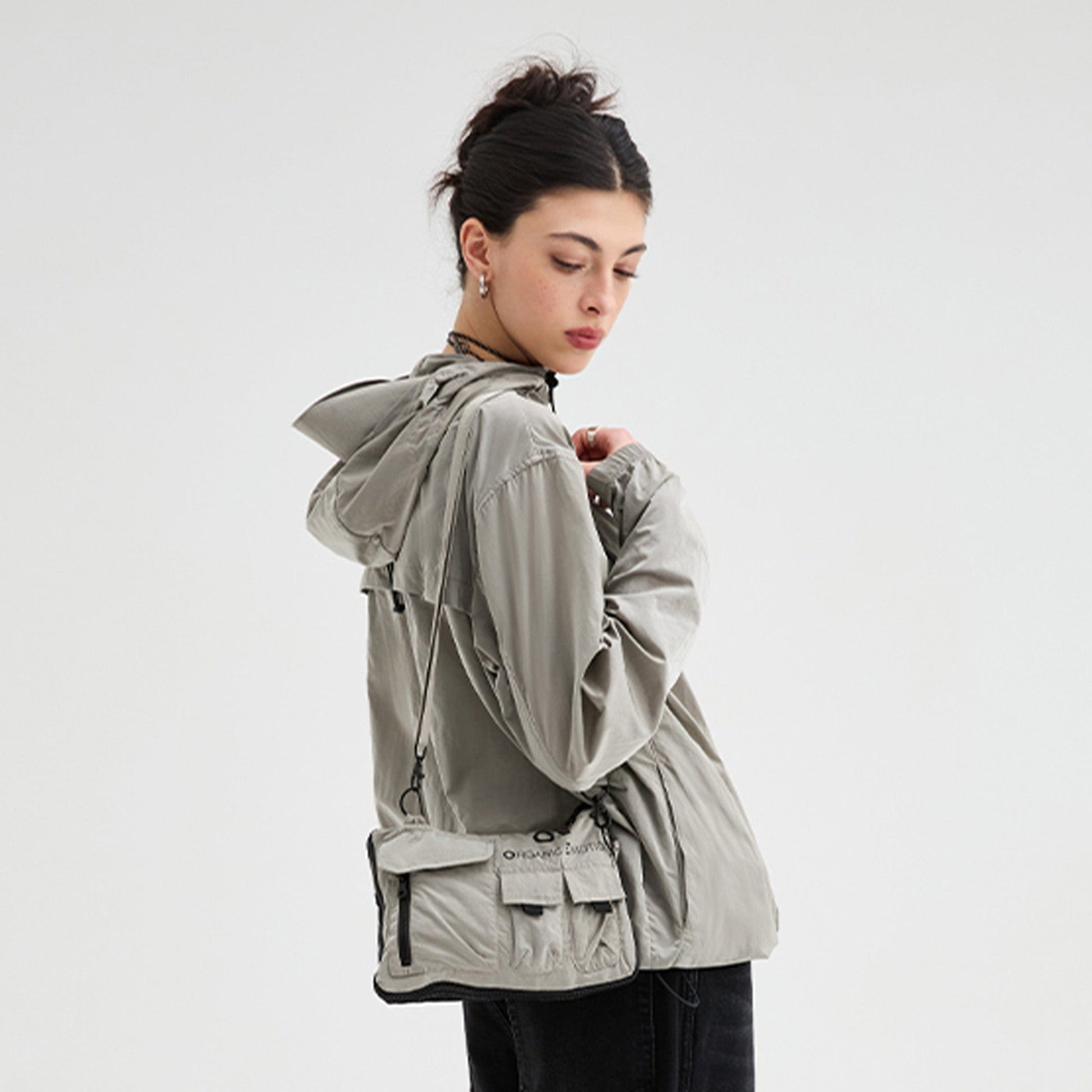 ORGANIC EMOTION Packable Utility UV Protection Hooded Windbreaker-Jacket-M-Free Shipping Leatheretro