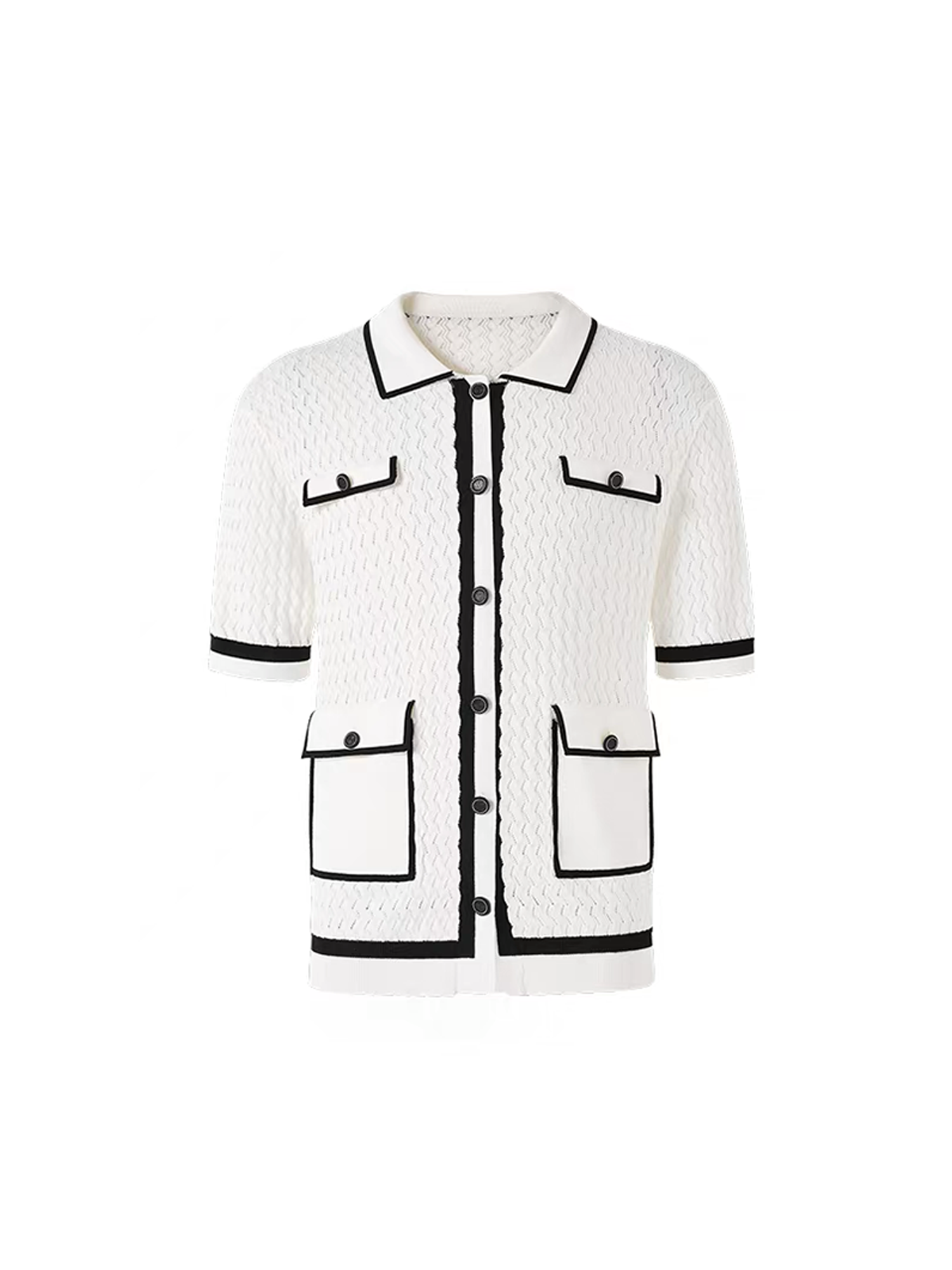TIWILLTANG Contrast Trim Knitted Half Shirt-Half shirt-S-Black-Free Shipping Leatheretro