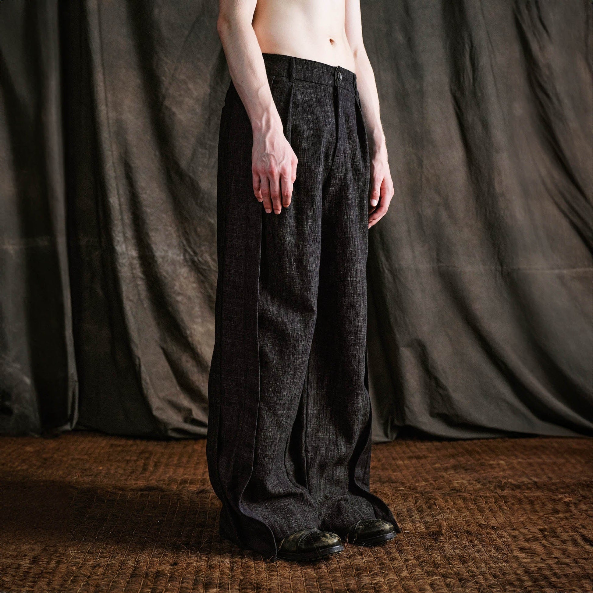 ILNya Nieternite Nifutur Wool-Blended Pleated-Waist Spliced Trousers-Pants-S(0)-Free Shipping Leatheretro