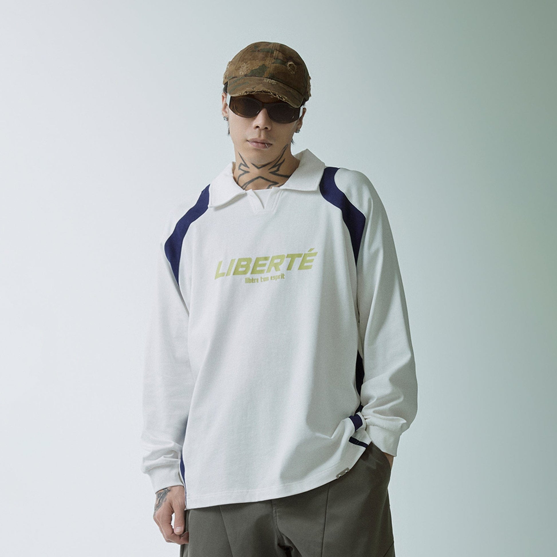 F2CE Retro Deconstructed Raglan Long-Sleeve Tee-L/S Tee-S-White-Free Shipping Leatheretro