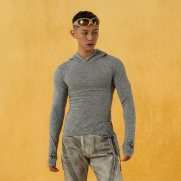 CLP Pleated Slim Fit Hoodie Long-Sleeve T-Shirt-L/S Tee-S-Free Shipping Leatheretro