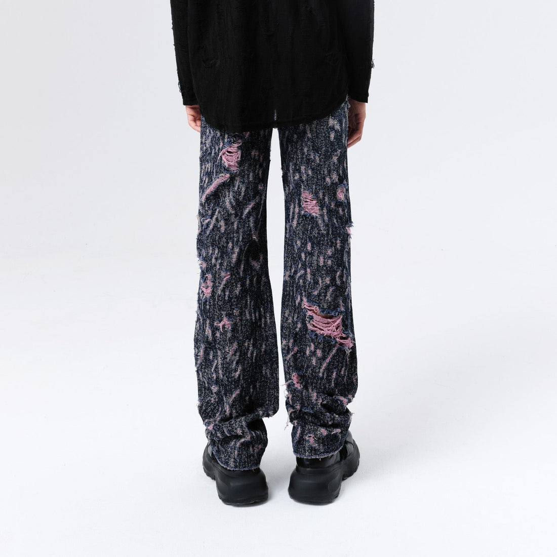 VANN VALRENCE Distressed Washed High-Waisted Straight-Leg Jeans-Jeans-S-Free Shipping Leatheretro