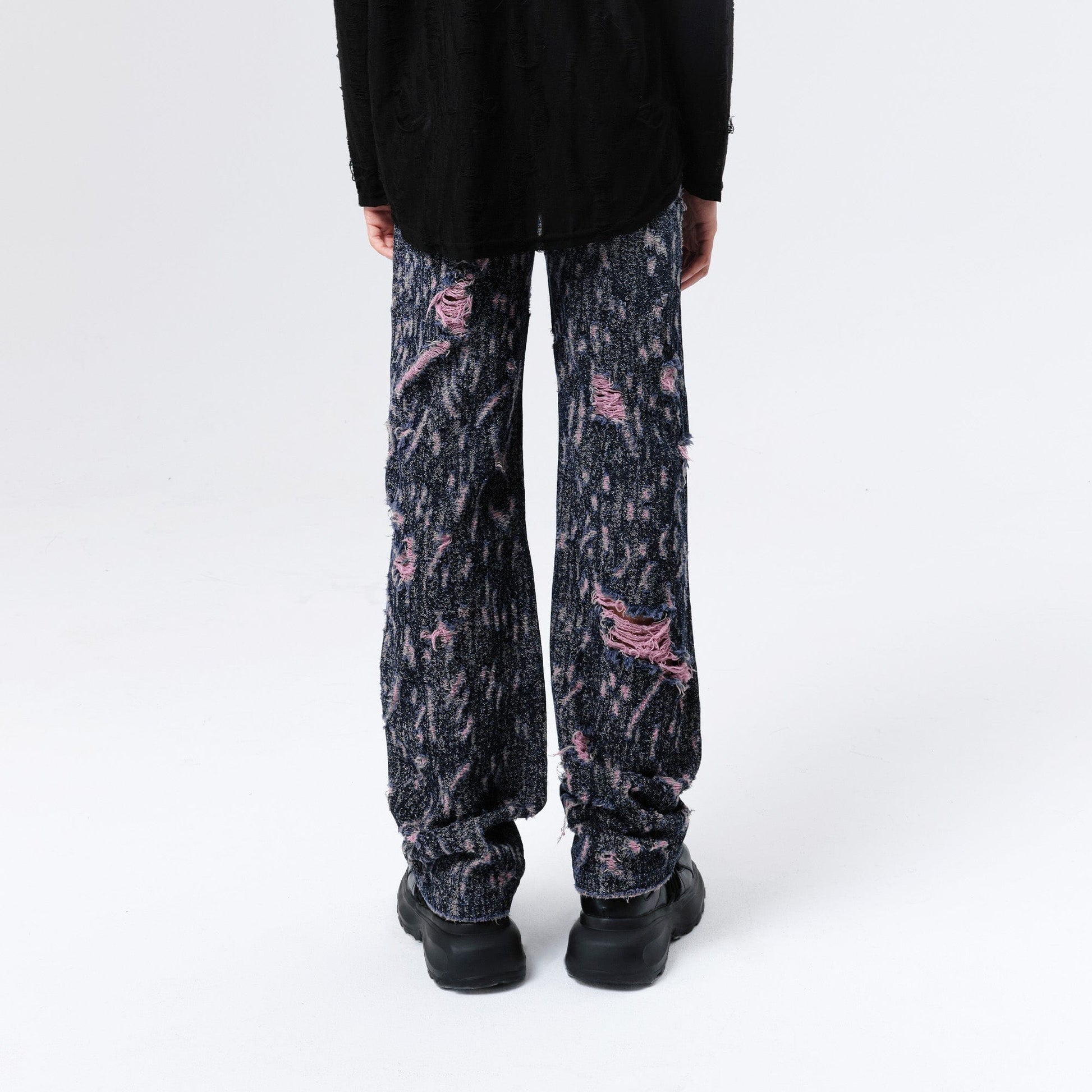 VANN VALRENCE Distressed Washed High-Waisted Straight-Leg Jeans-Jeans-S-Free Shipping Leatheretro