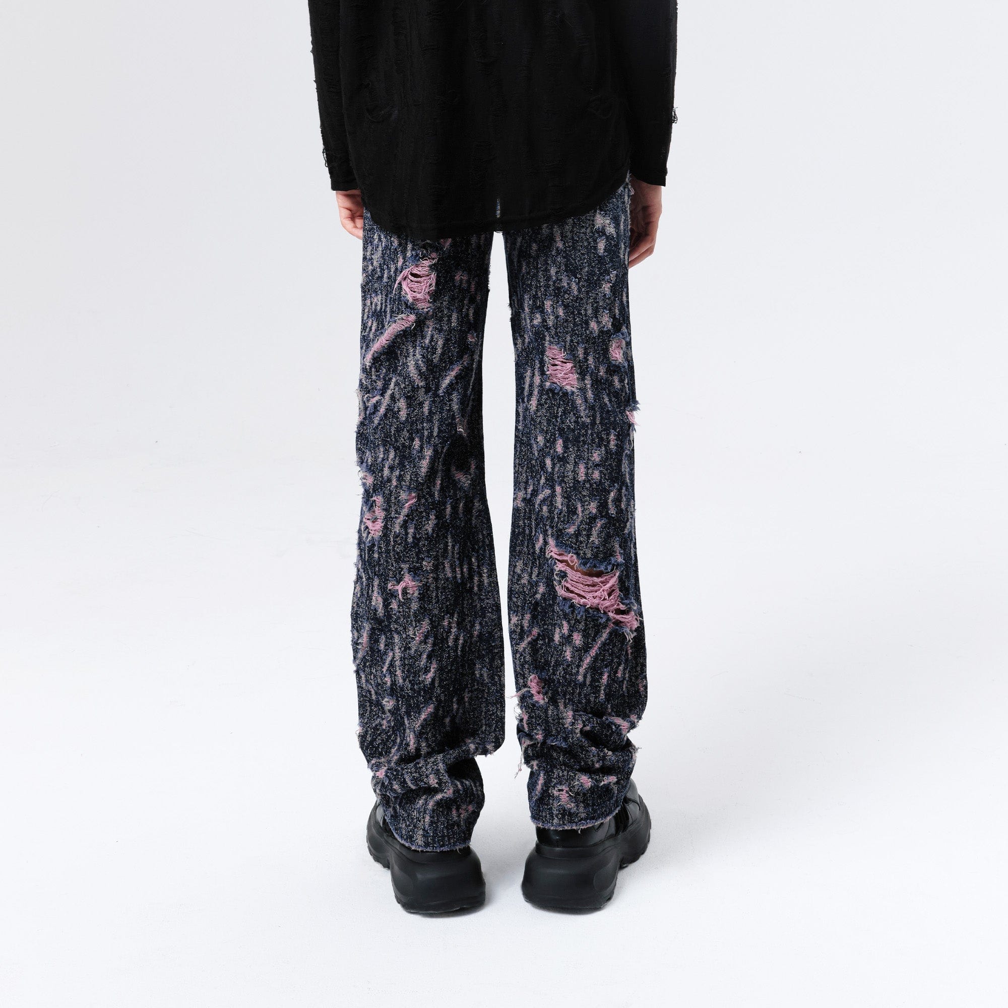VANN VALRENCE Distressed Washed High-Waisted Straight-Leg Jeans-Jeans-S-Free Shipping Leatheretro