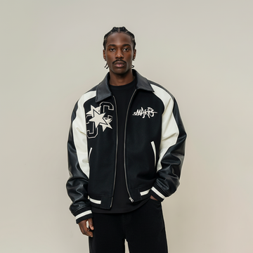 MAKEMORE Contrast Panel LOGO Patch Padded Jacket-Jacket-M-Free Shipping Leatheretro