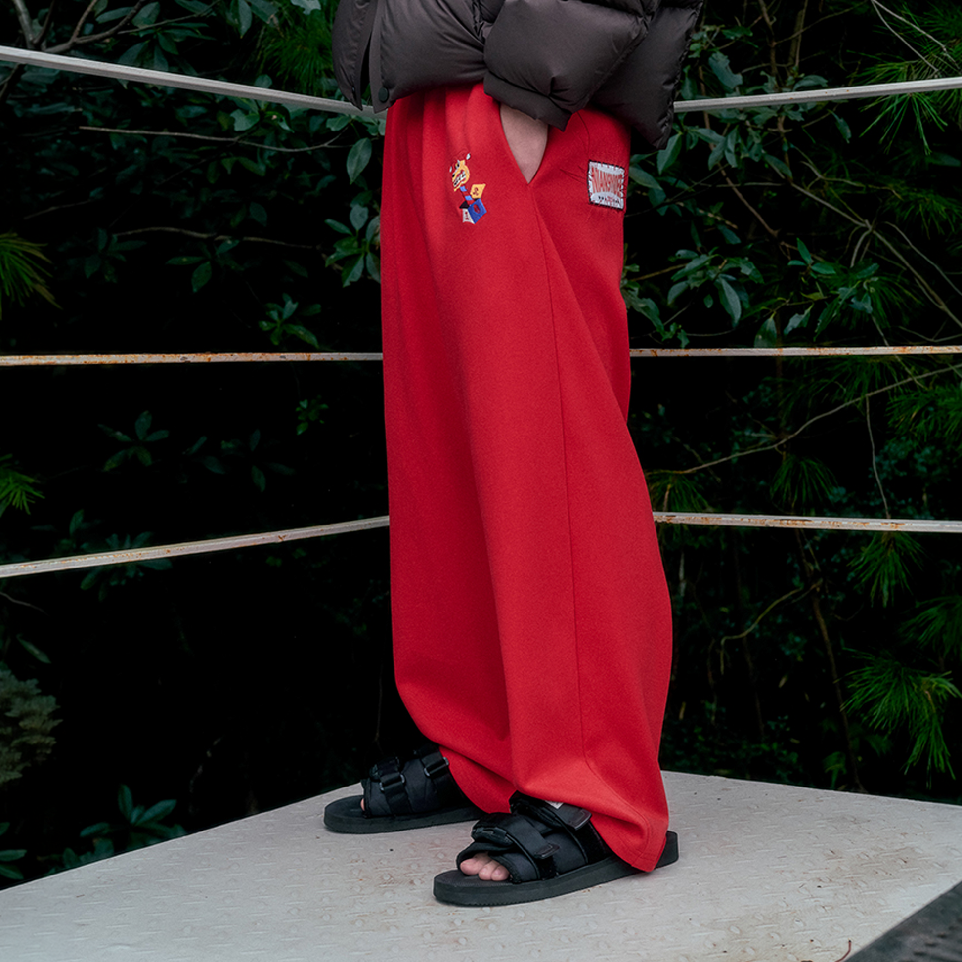 NIANJIUYIKOUER Straight-Leg Embroidered Patch Sweatpants-Pants-S-Free Shipping Leatheretro
