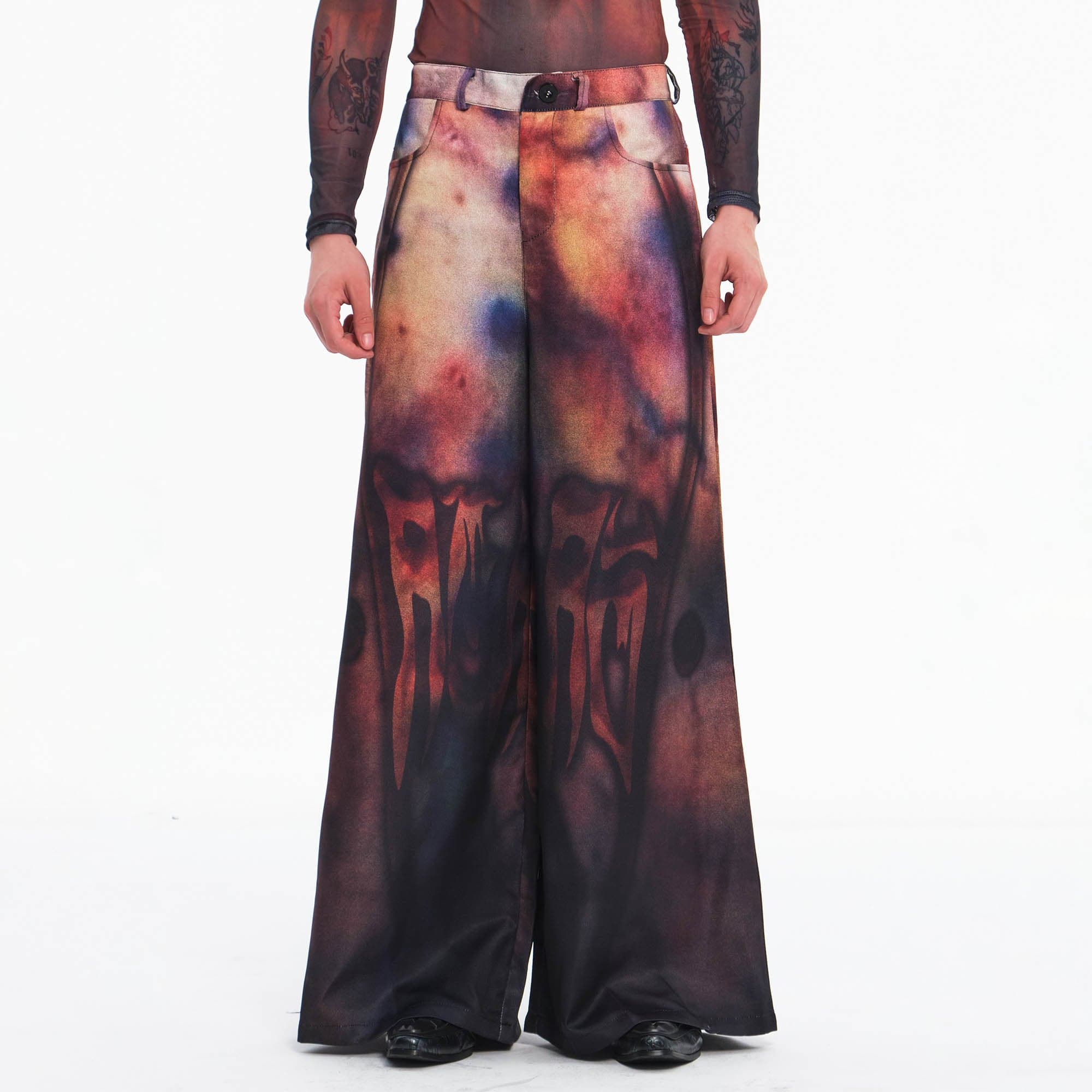 EMBRYO Bruised Stain Wide-Leg Pants-Pants-S-Free Shipping Leatheretro