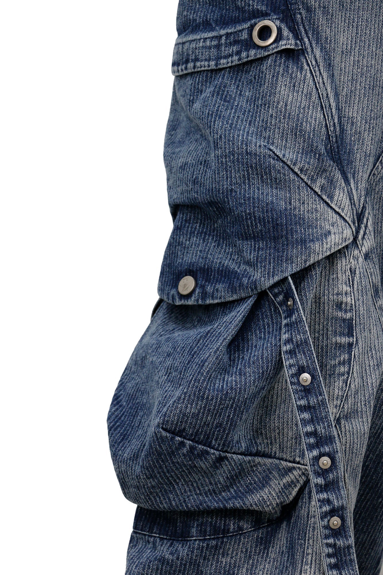RELABEL Washed Paneled Strap Oversized Cargo Jeans Blue-Jeans-XS-Free Shipping Leatheretro