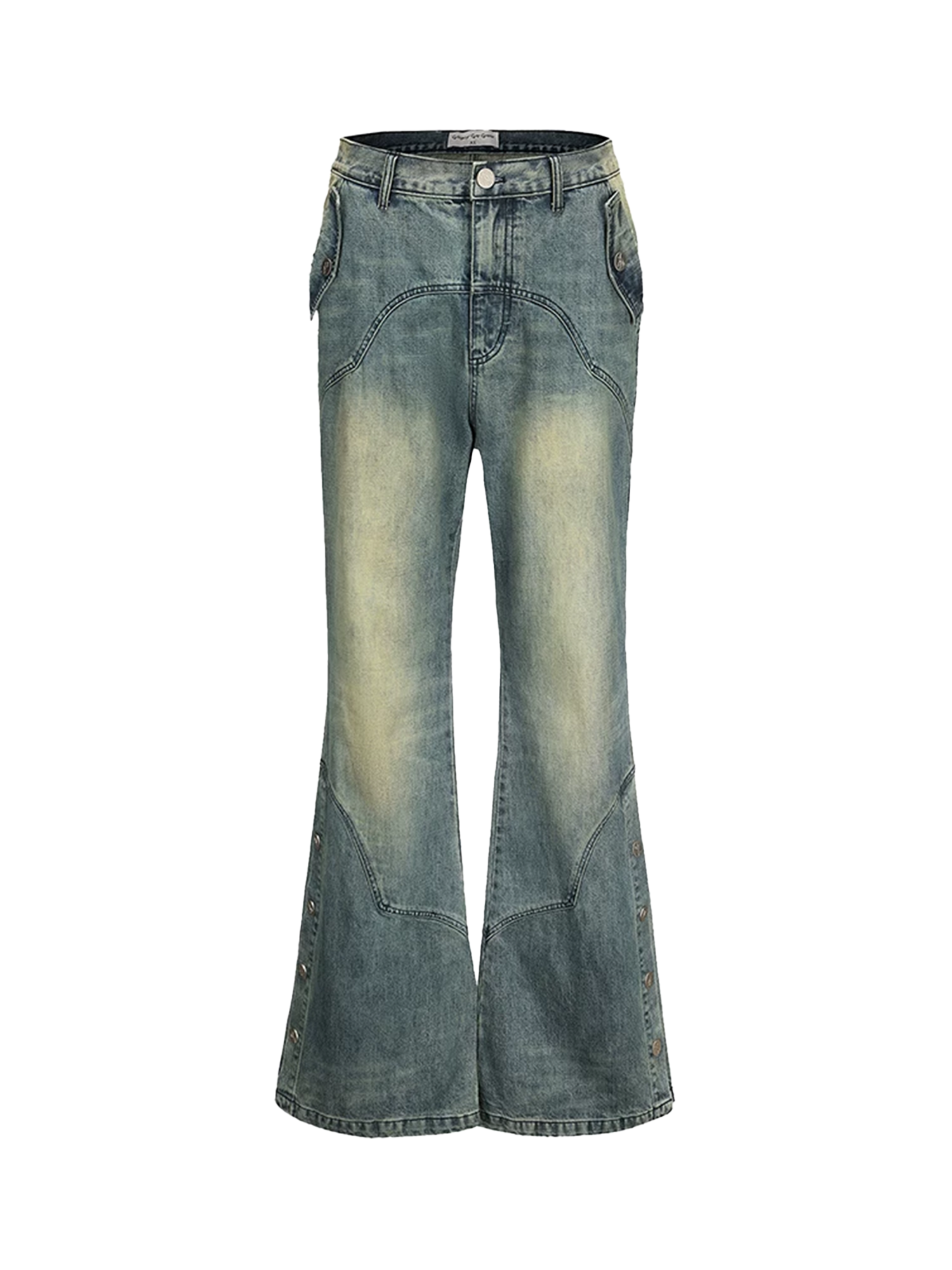 ERISSTOFF Washed Detachable Flared Jeans Blue-Jeans-S / 30"-Free Shipping Leatheretro