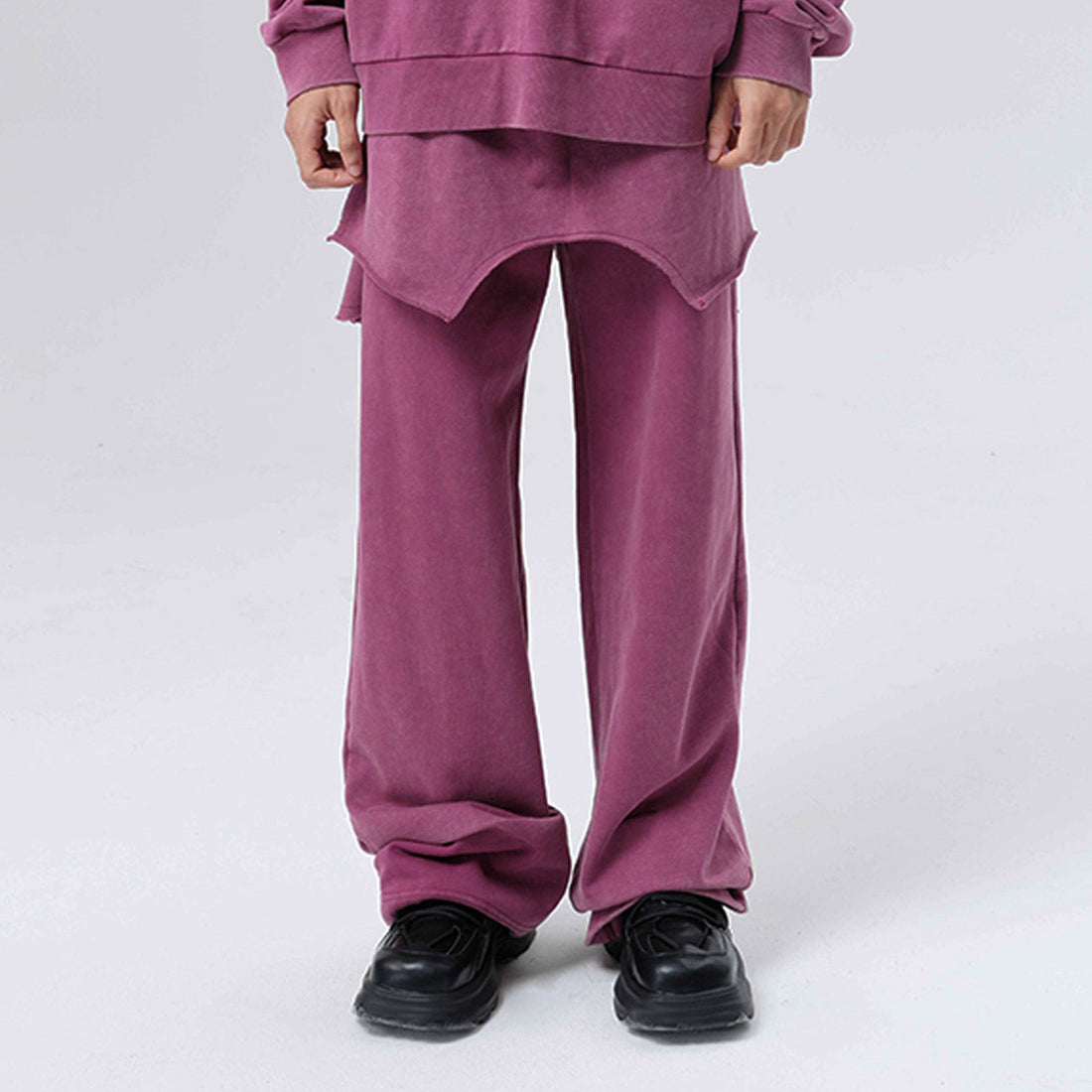 VANN VALRENCE Double-Layered Panel Deconstructed Drawstring Pants-Pants-S-Free Shipping Leatheretro