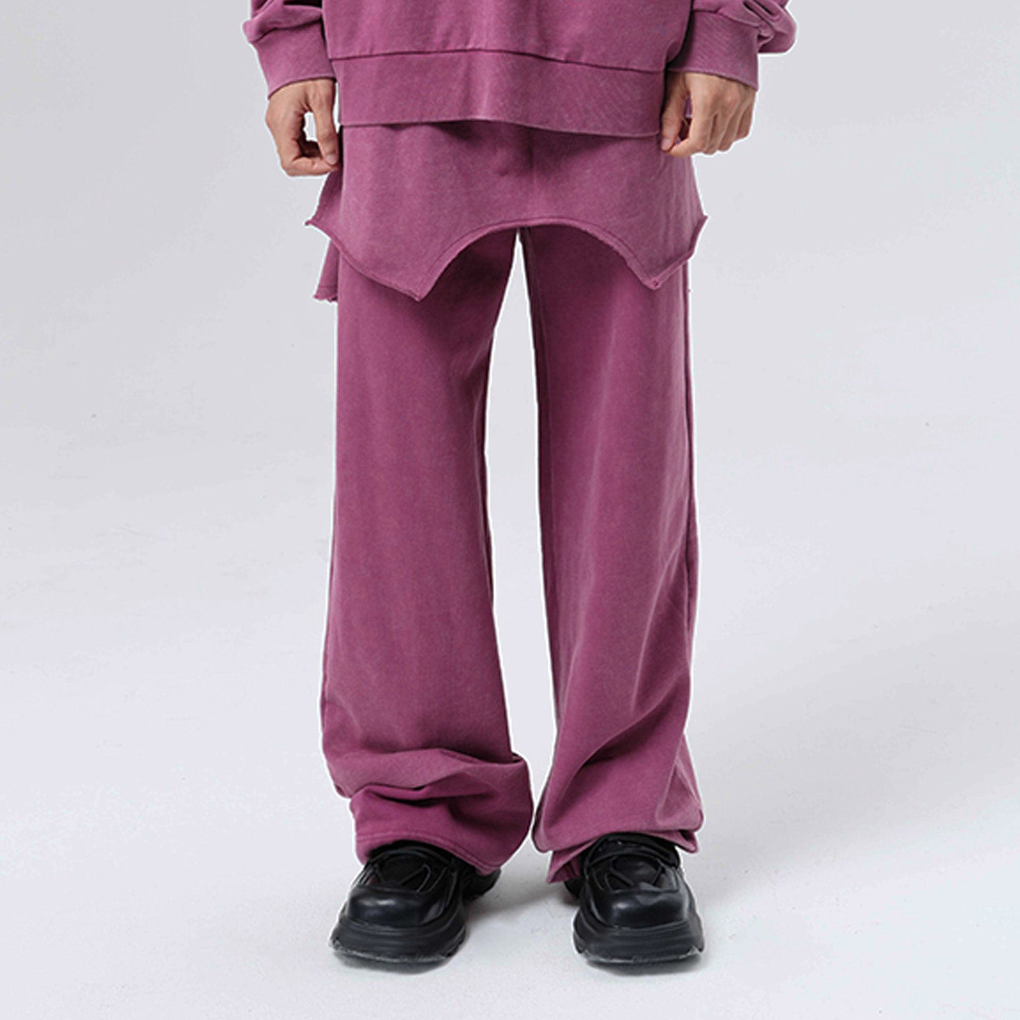 VANN VALRENCE Double-Layered Panel Deconstructed Drawstring Pants-Pants-S-Free Shipping Leatheretro