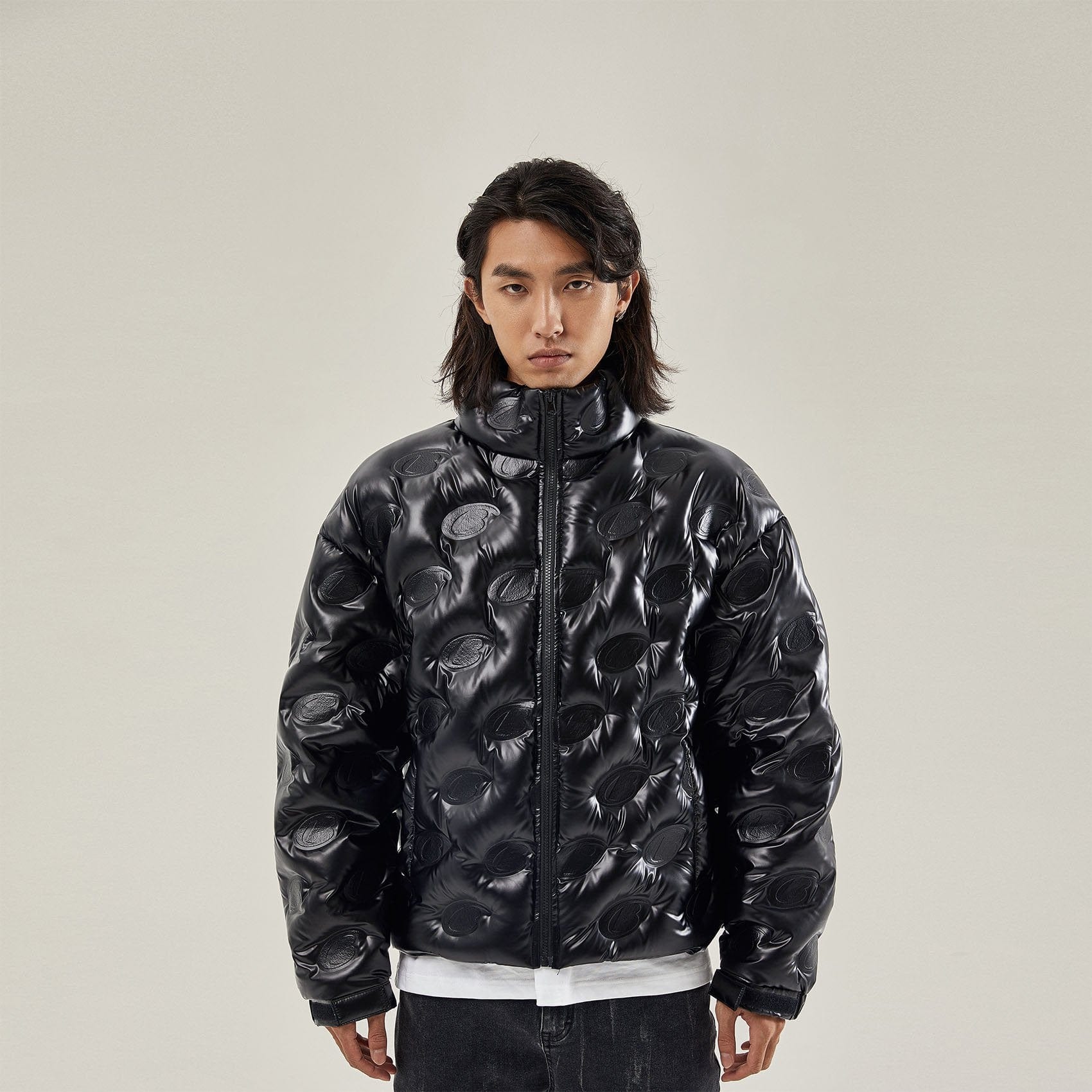 BONELESS High Collar Embossed Down Jacket-Jacket-S-Free Shipping Leatheretro