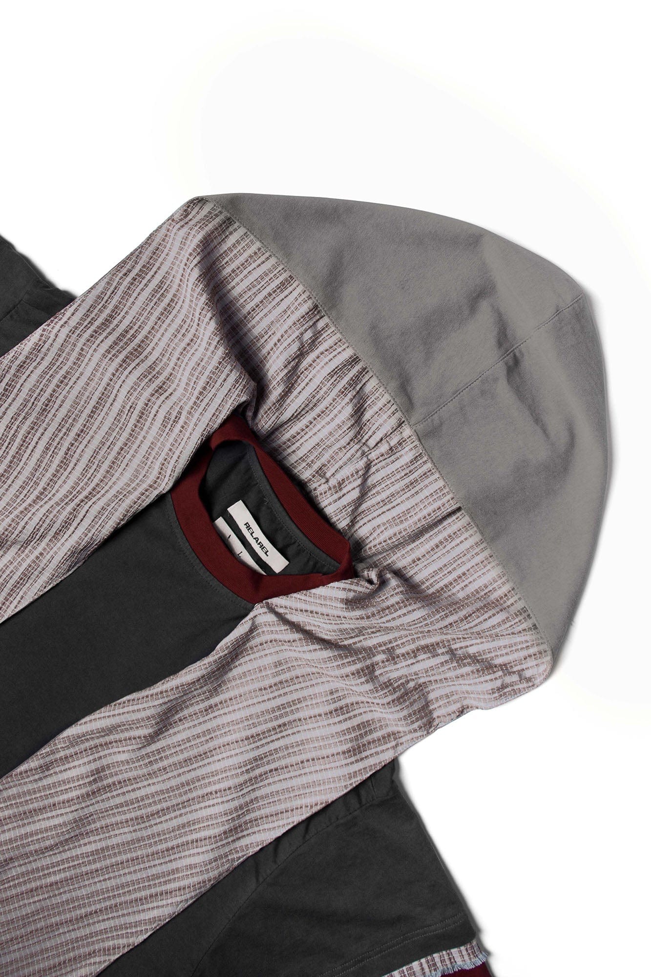 RELABEL Triple-Layer Detachable Striped Hood Long-Sleeve Tee Red-L/S Tee-XS-Free Shipping Leatheretro