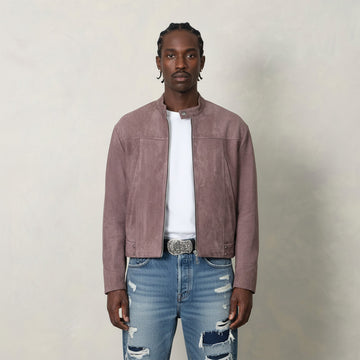 IN EXISTENCE Paneled Faux Suede Rivet Biker Jacket-Jacket-S-Coffee-Free Shipping Leatheretro